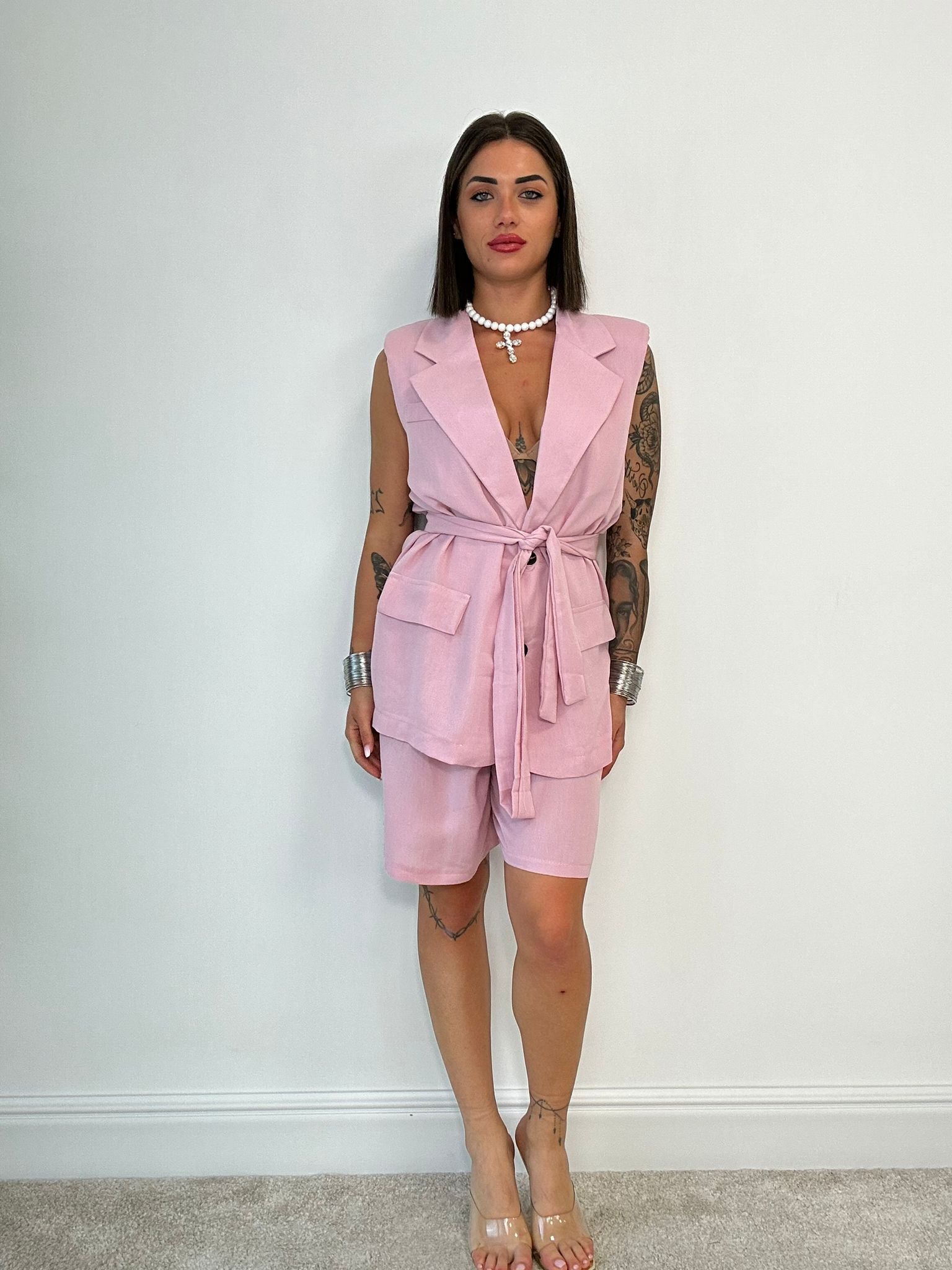 Coordinato Tropea (Blazer Smanicato + Bermuda) Rosa