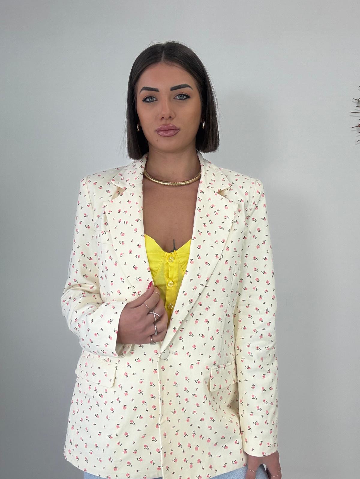 Blazer à roses - crème
