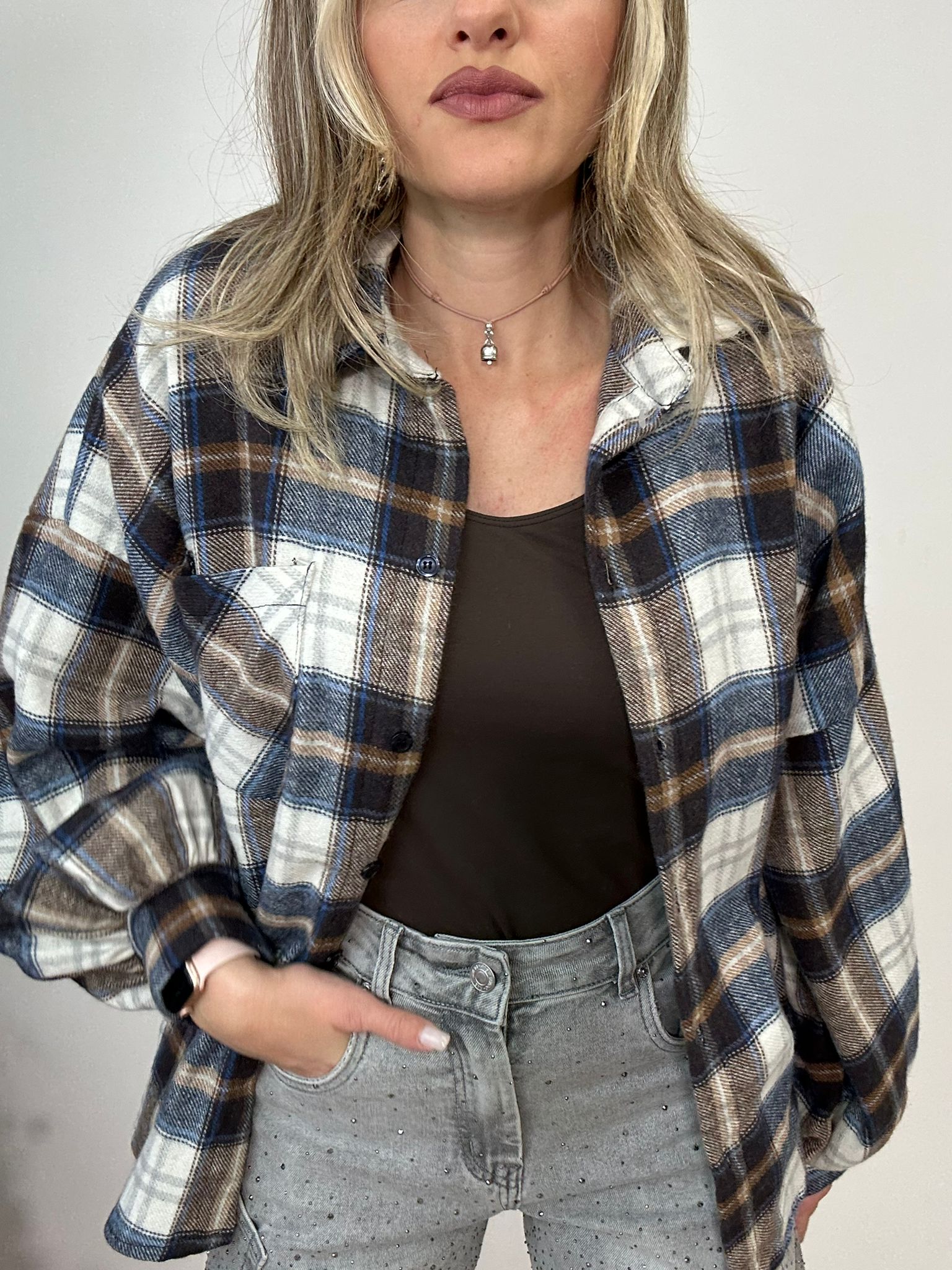 Camicia 24616 - Blu e Marrone