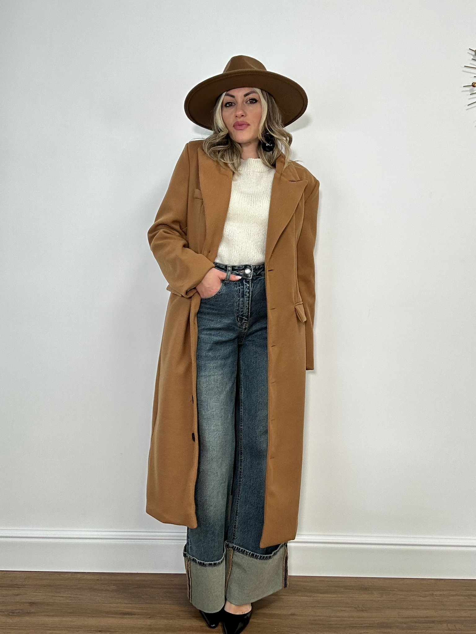 Cappotto lungo 88802 - Camel