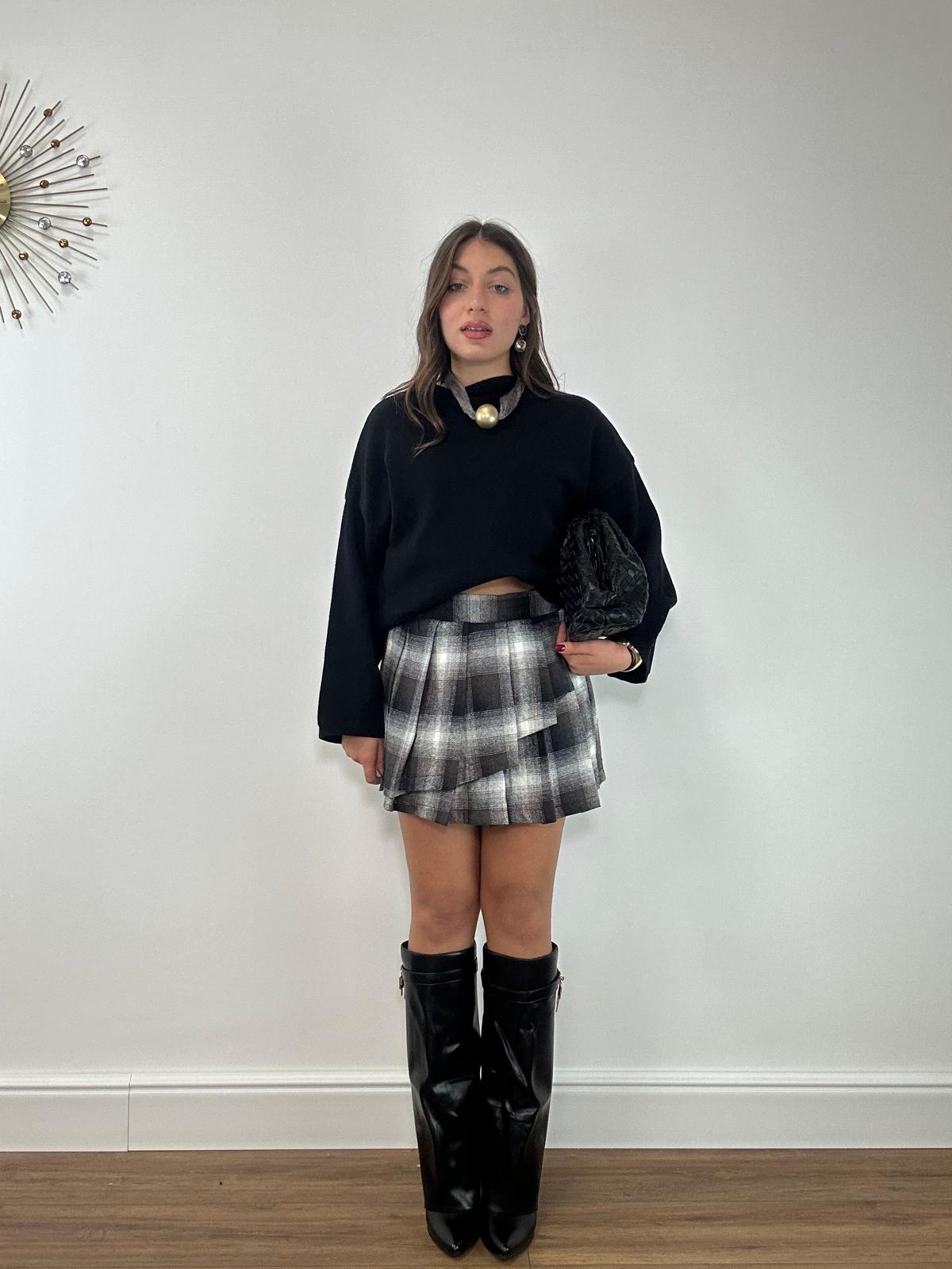 Gonna a quadri 25755 - Bianco e Nero