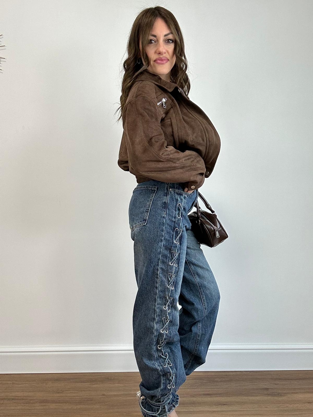 Jeans con lacci F27 - Lavaggio Scuro