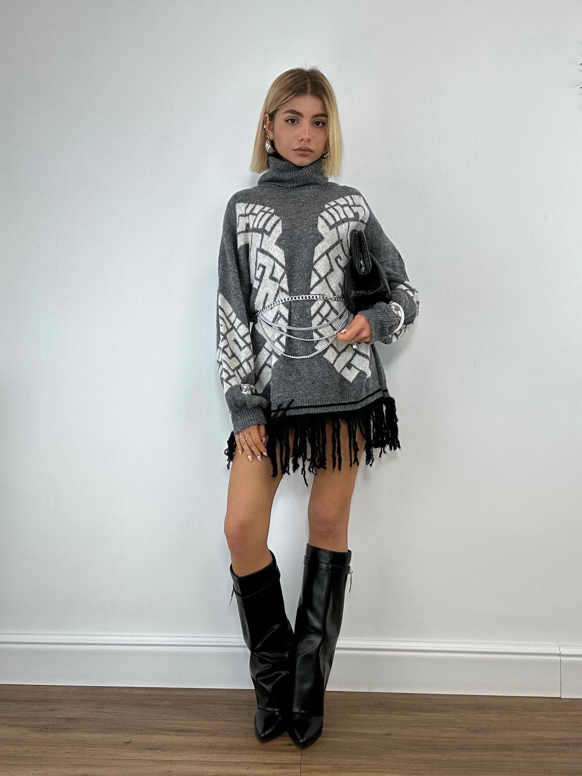 Abito con frange 25870 - Grigio