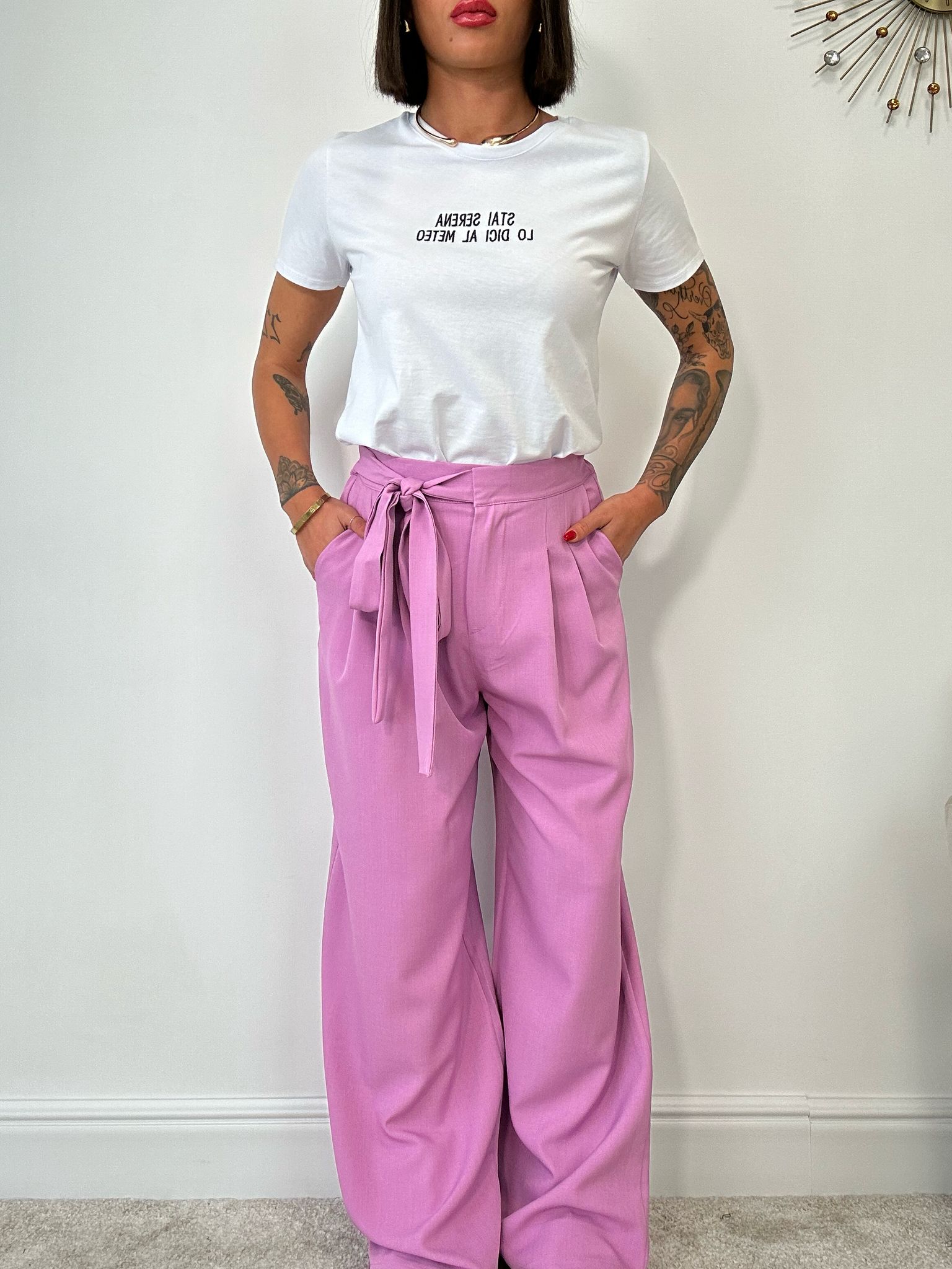 Pantalone con laccetto - Malva