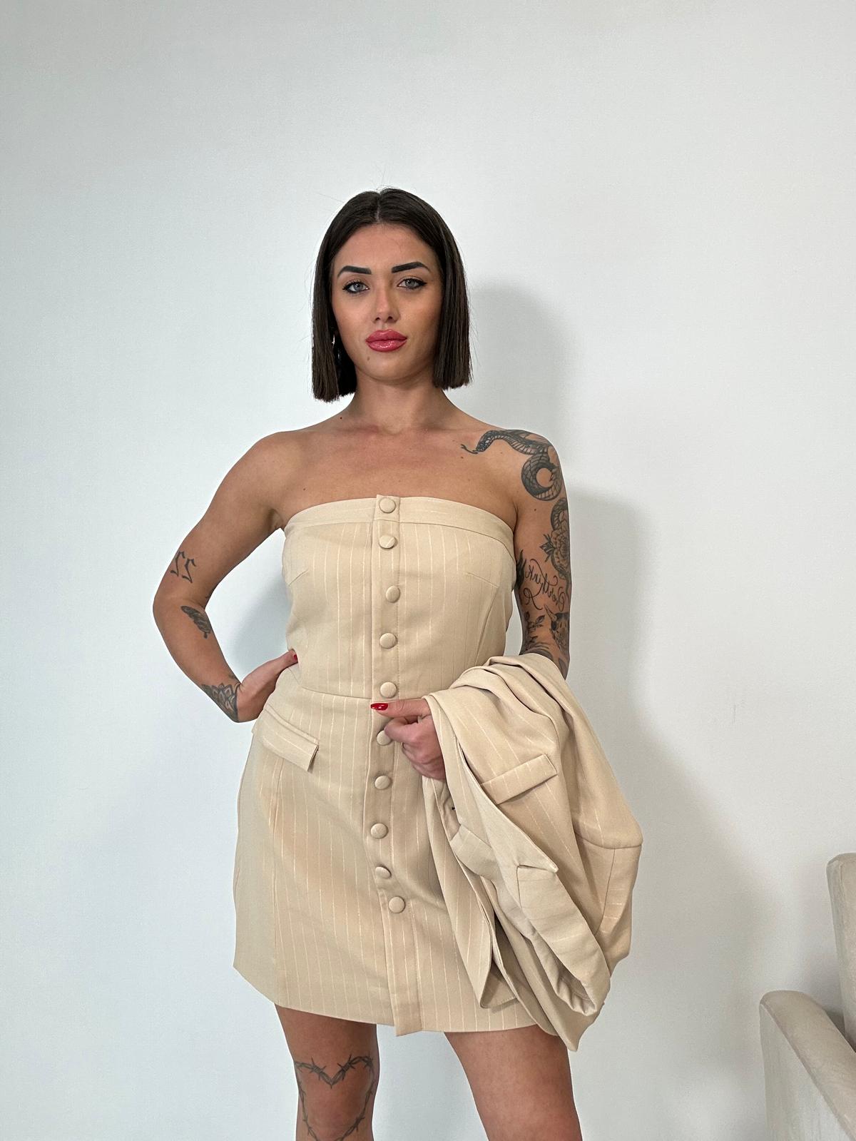 Coordonnée Lady (Robe + Blazer) - Beige