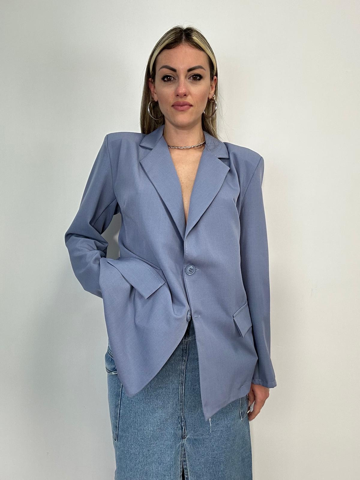 Blazer Scollo Retro - Celeste