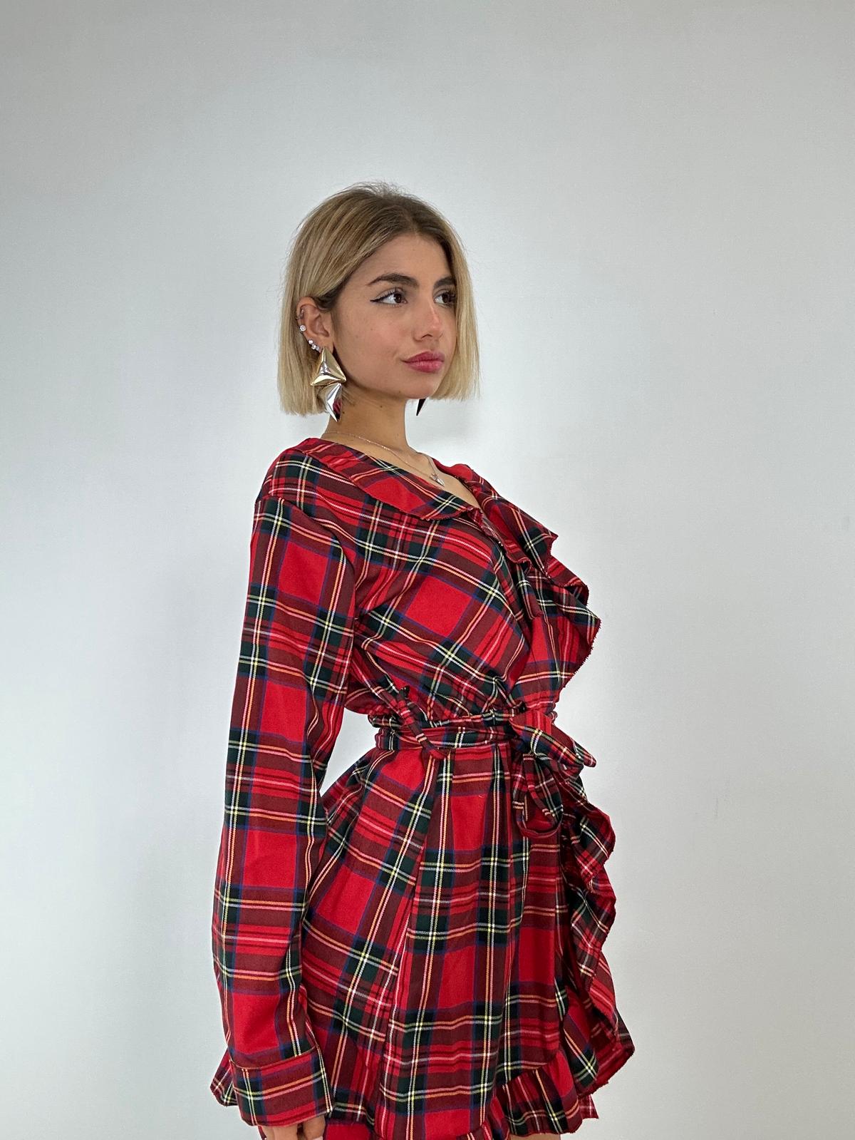 Abito Tartan a Portafoglio - Rosso