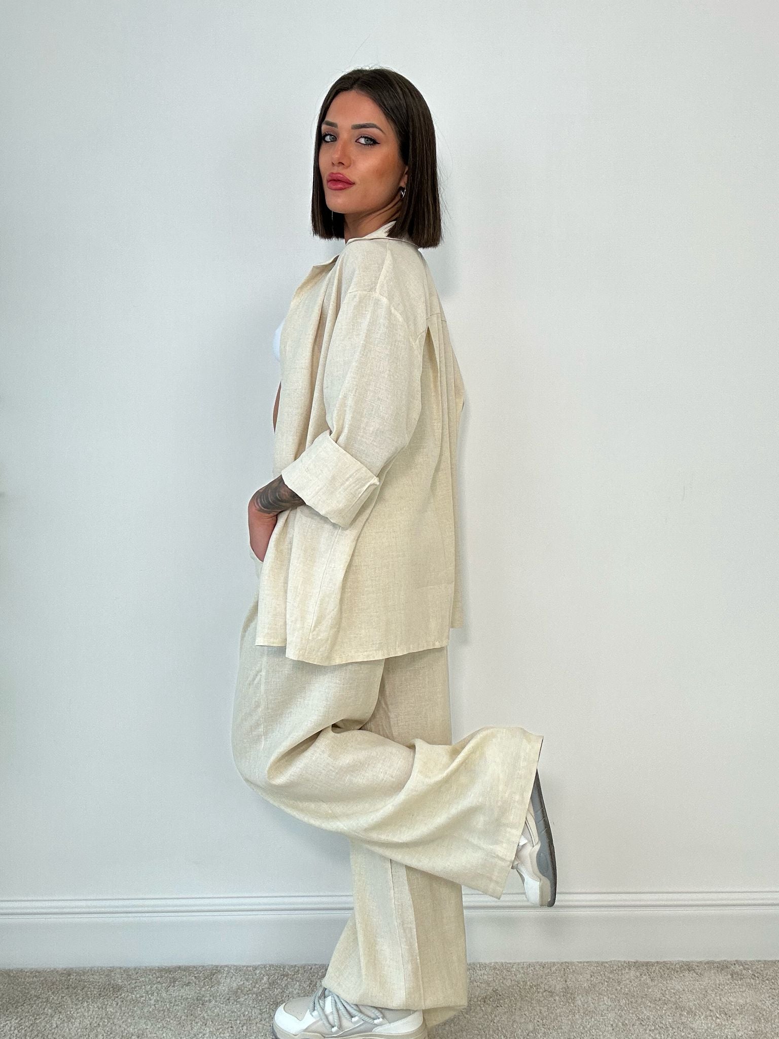 Camicia in Lino- Beige