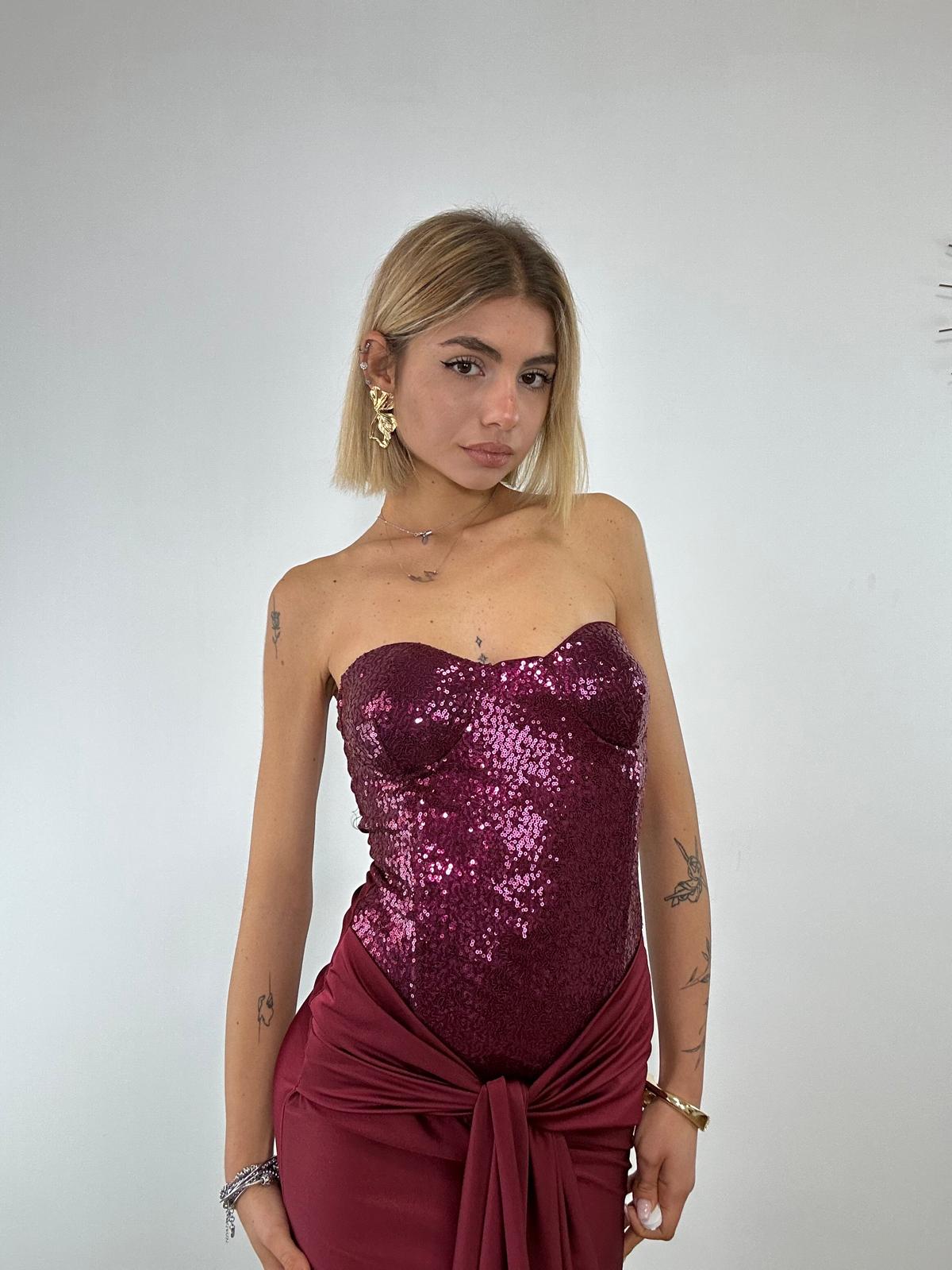 Abito con paillettes 1338 - Bordeaux