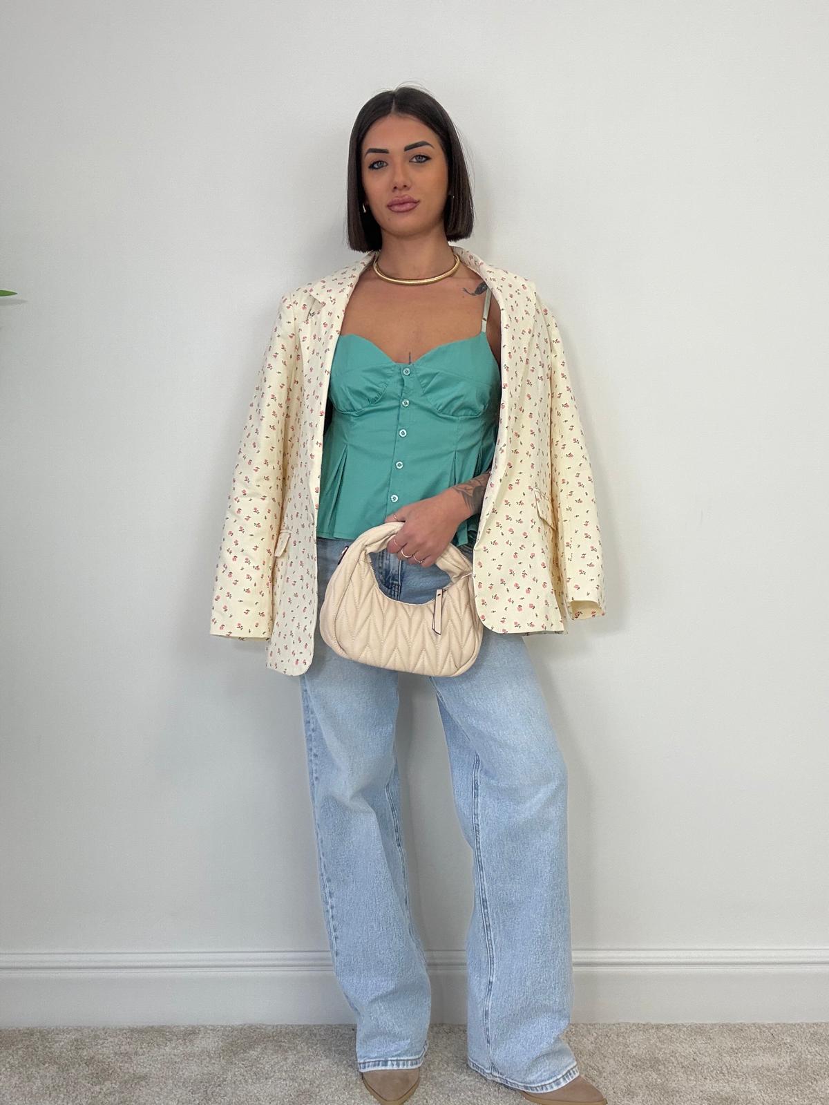 Blazer à roses - crème