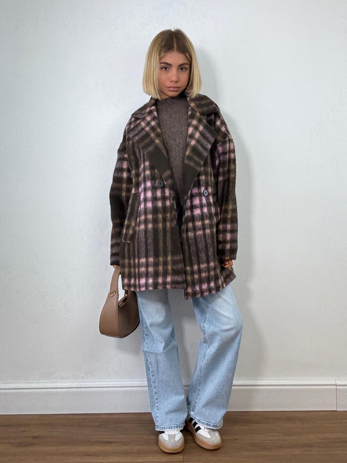 Giacca a Cappotto 25788 - Marrone e Rosa