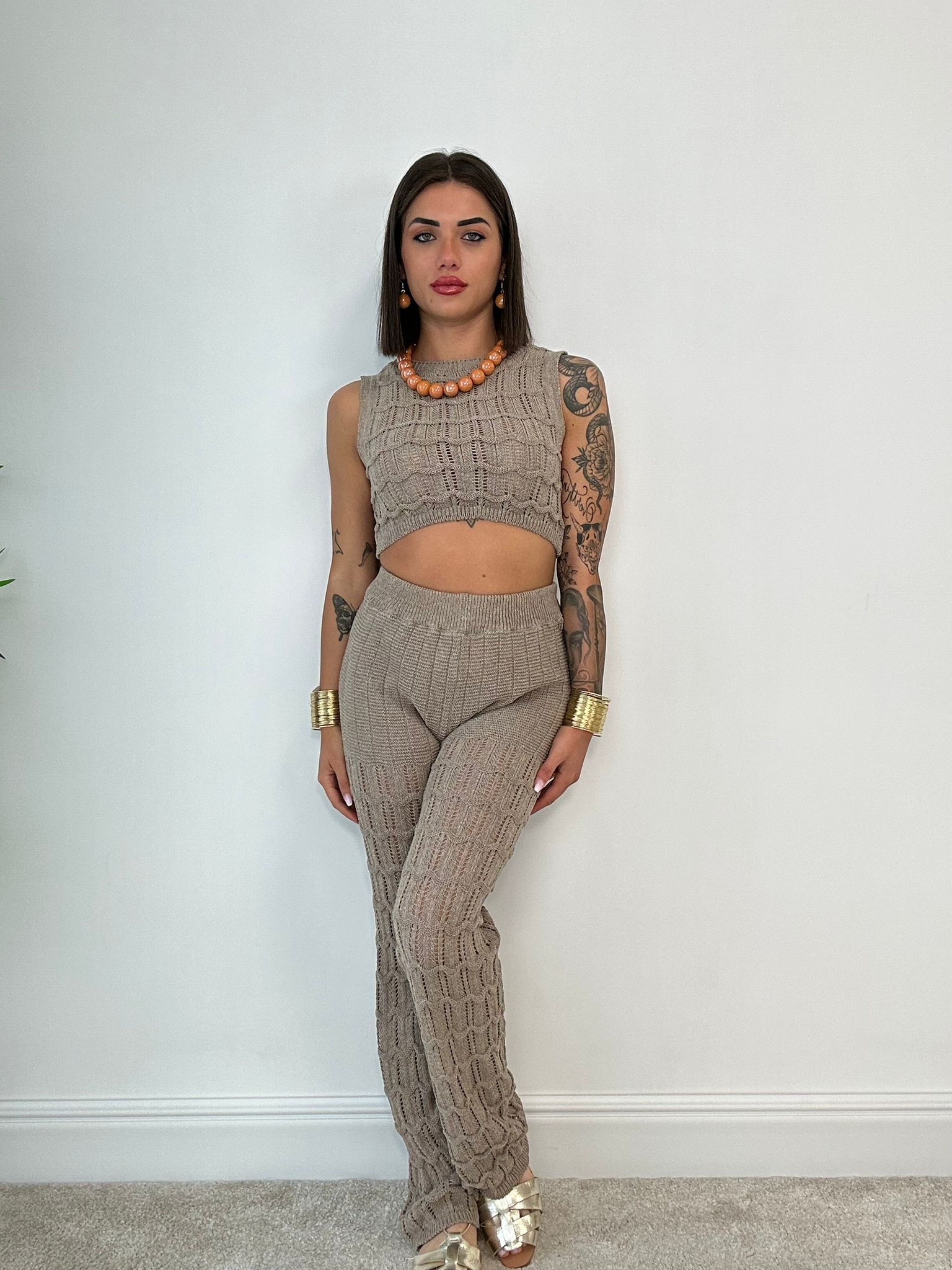 Coordinato "My Summer" (Top + Pantalone) Fango