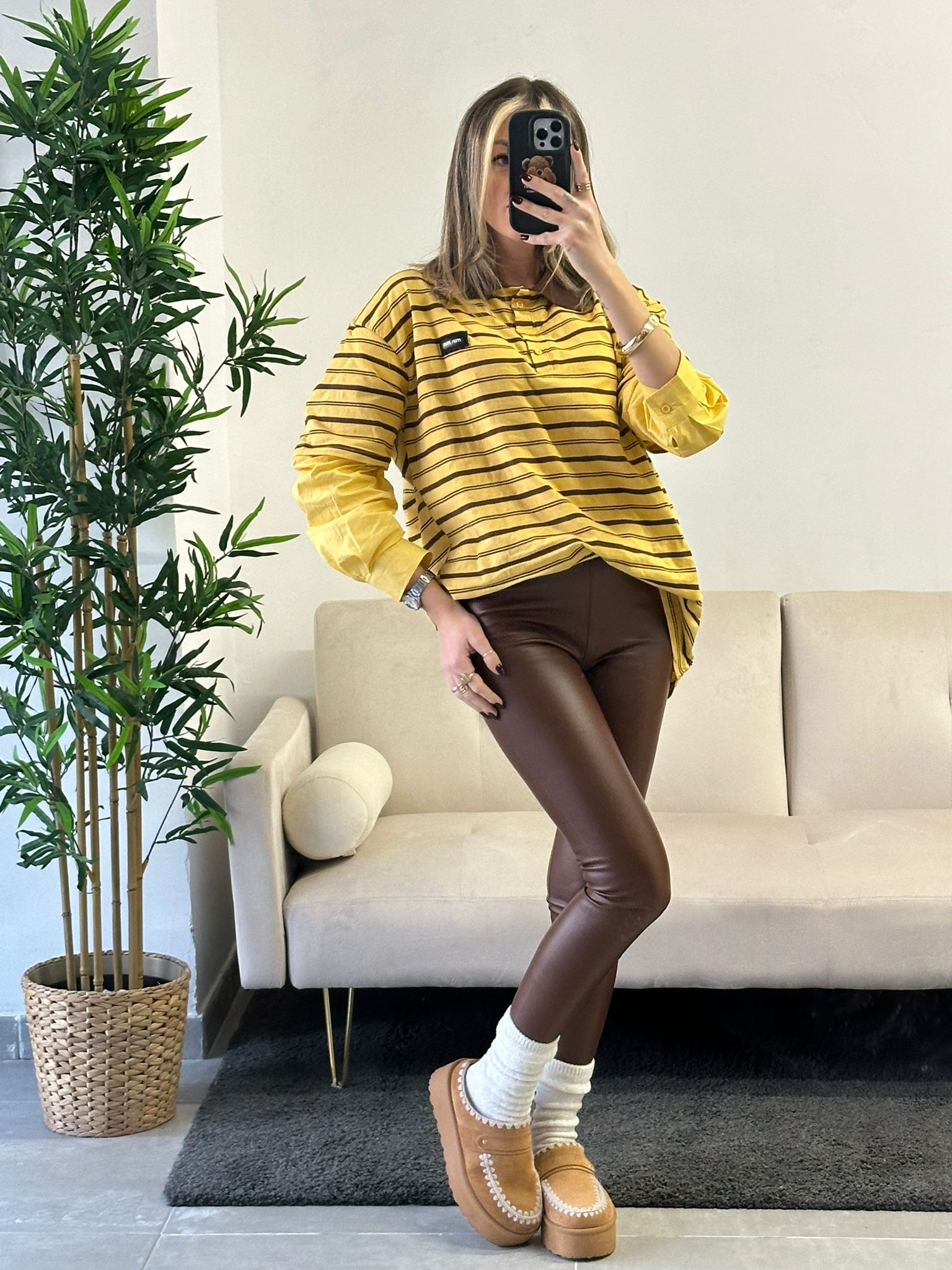 Leggins in Ecopelle - Marrone