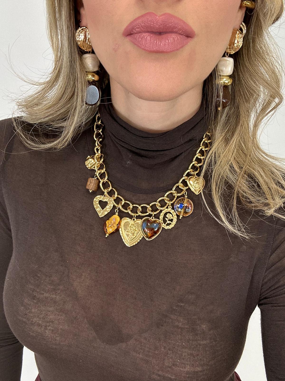 Collana con pendenti a cuore - Dorata