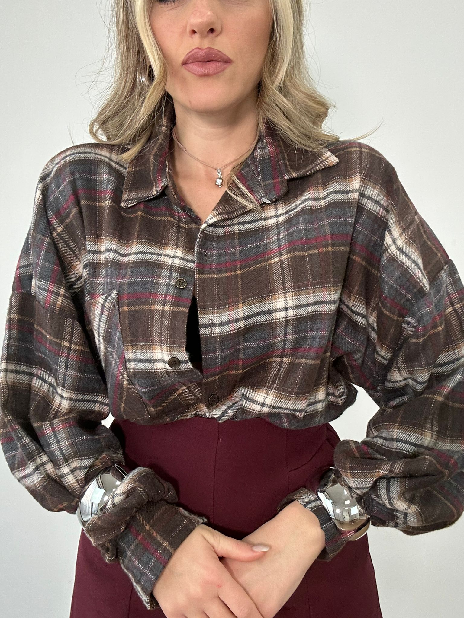 Camicia 24616 - Marrone e Bordeaux