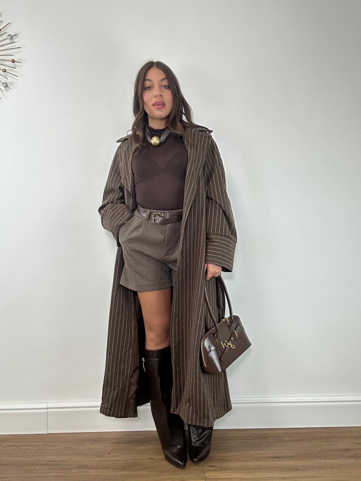 Cappotto Gessato 88862 - Marrone