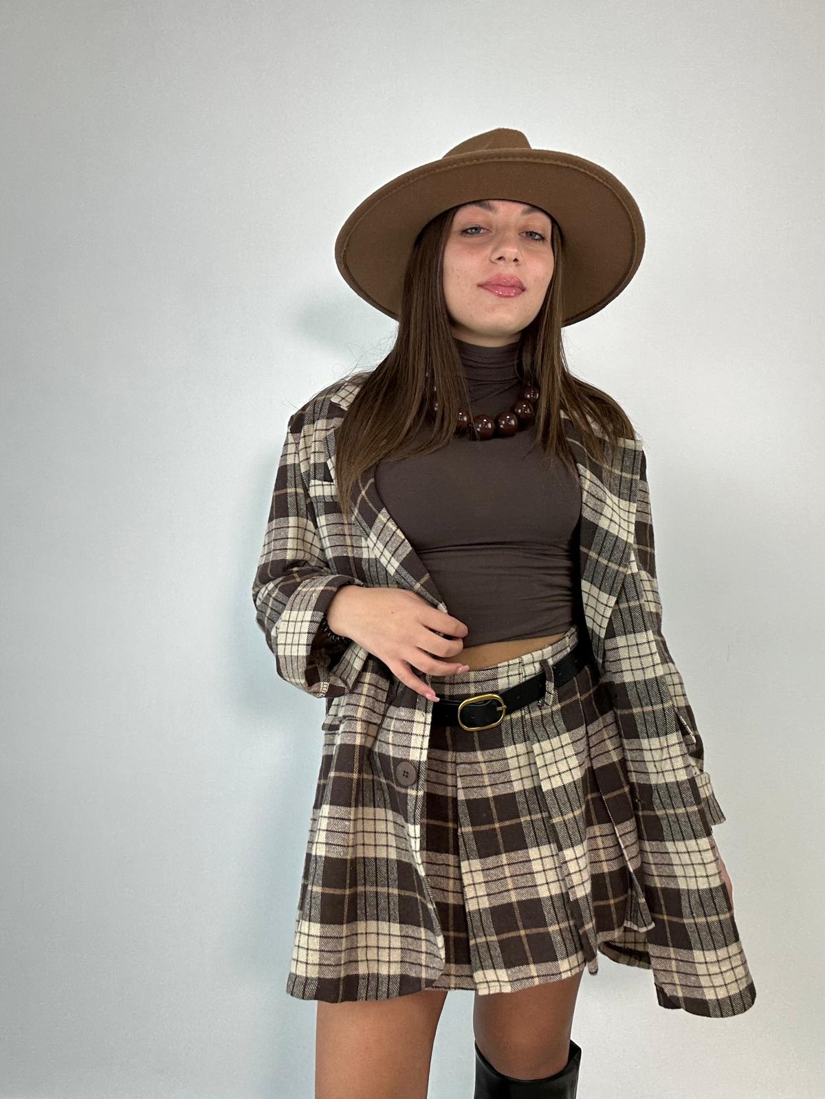 Coordinato 88696 (Blazer + Gonna pantaloncino) Marrone e Beige