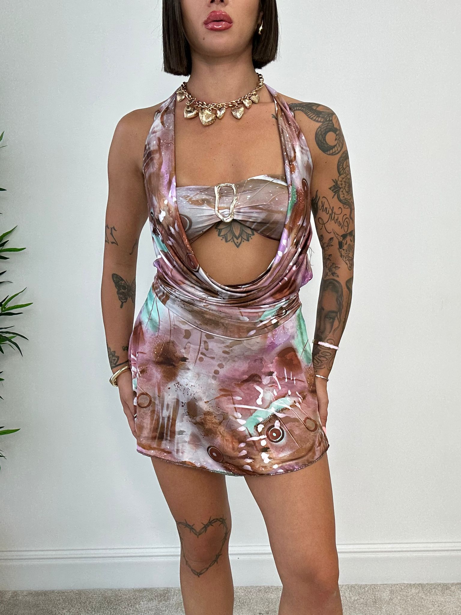 Abito 14005 - Marrone e Verde