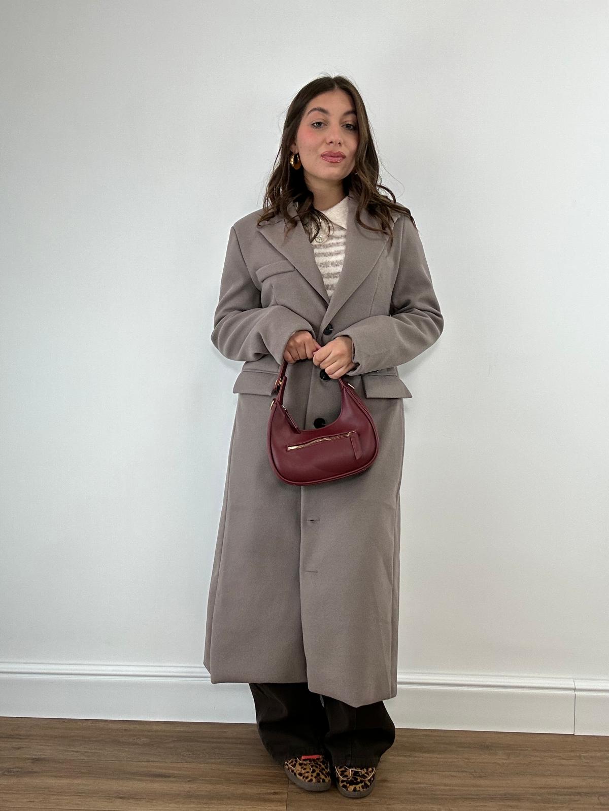 Cappotto lungo 88802 - Tortora