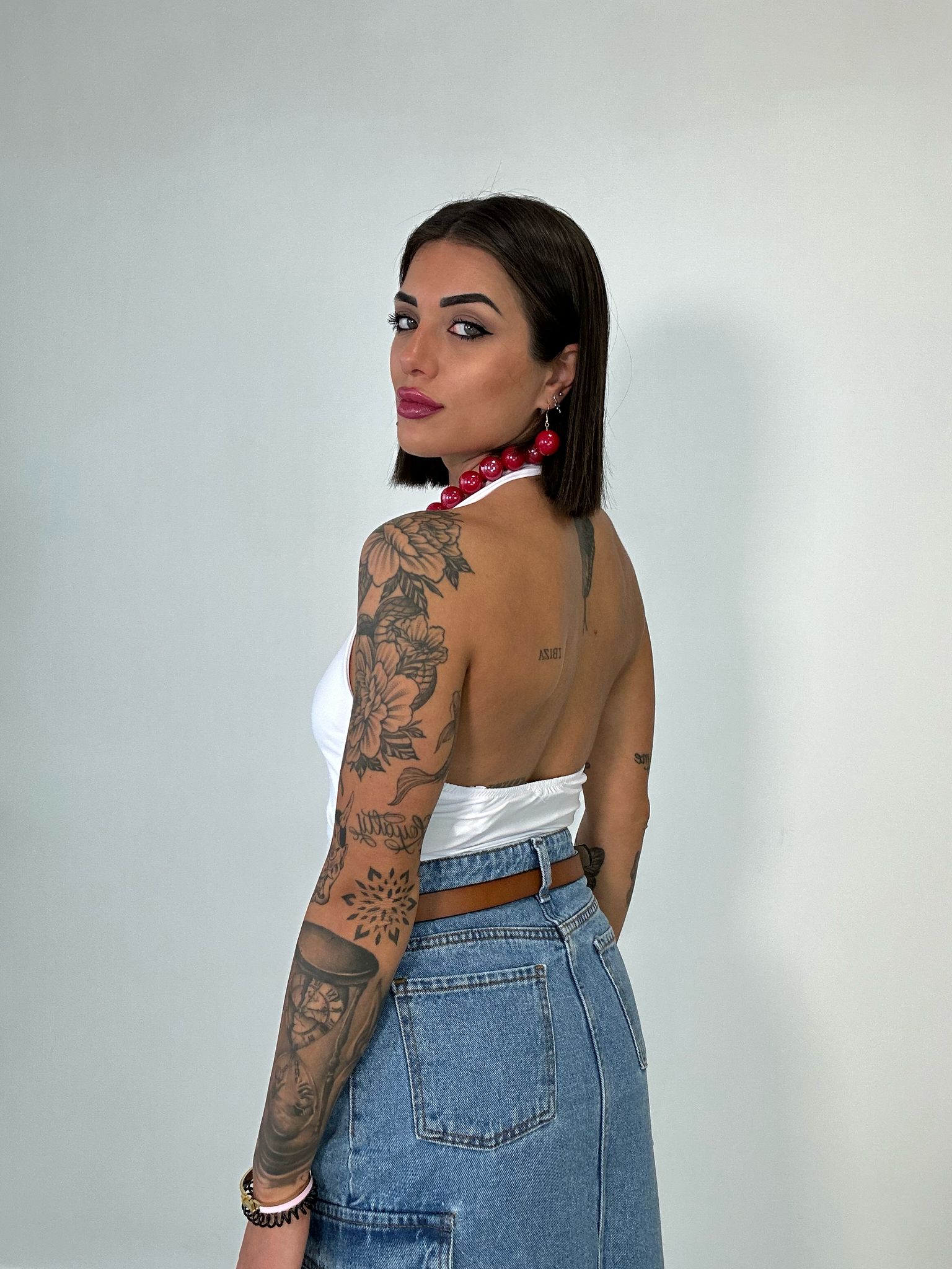 Body scollo retro - Bianco