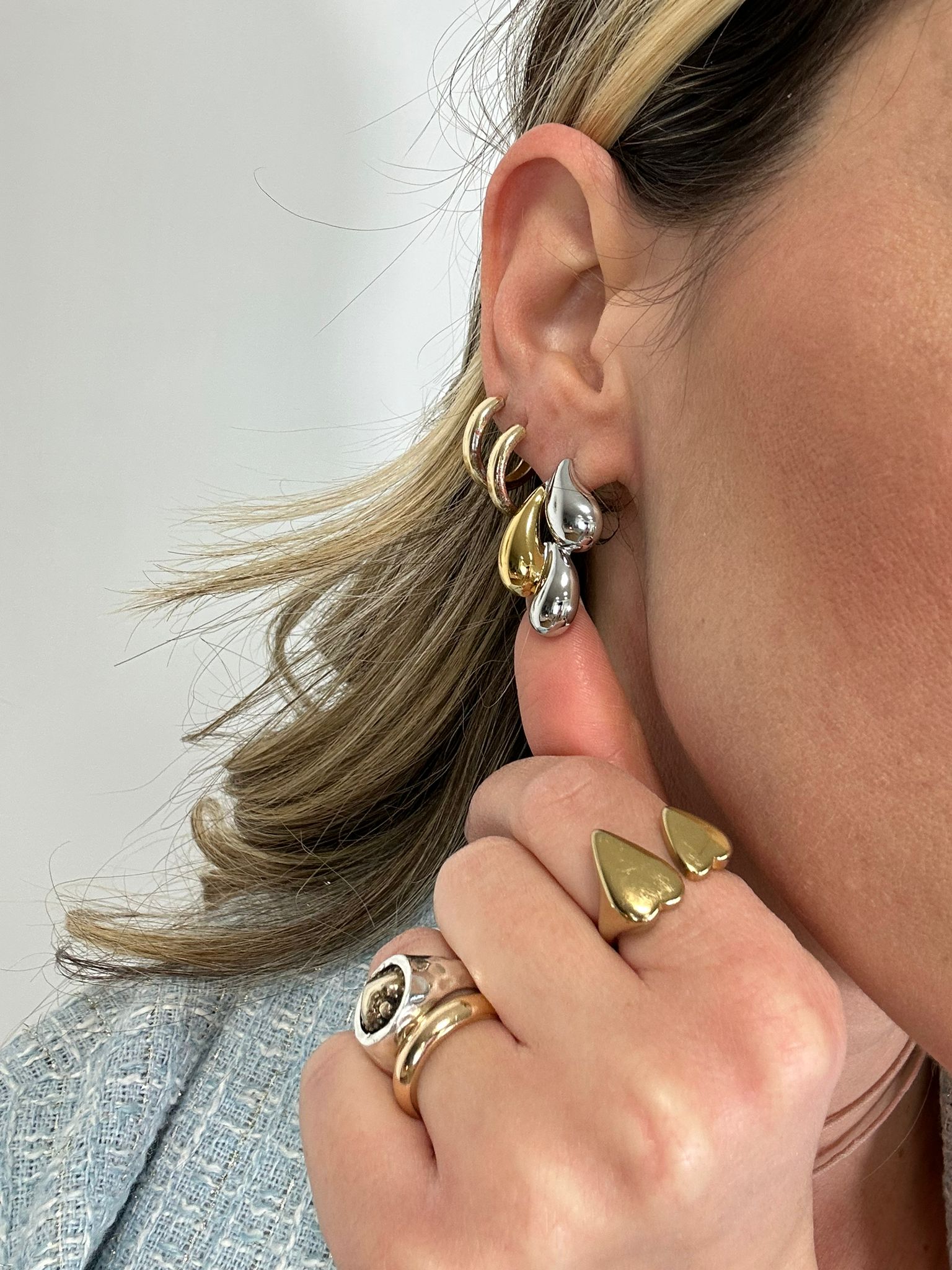 Orecchini a tre gocce - Oro e Argento