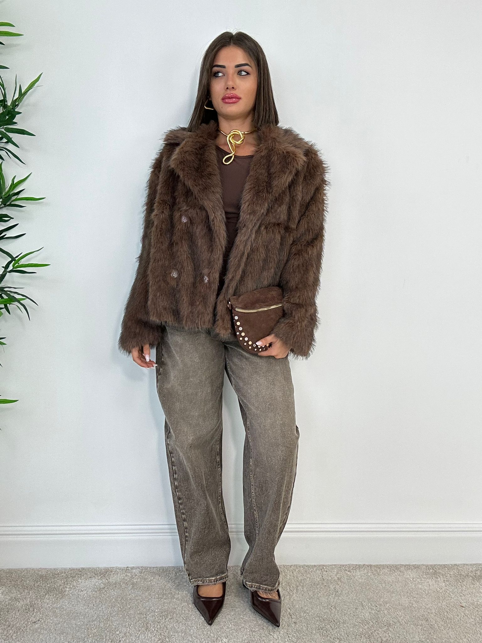 Cappotto in Ecopelliccia 5010 - Marrone