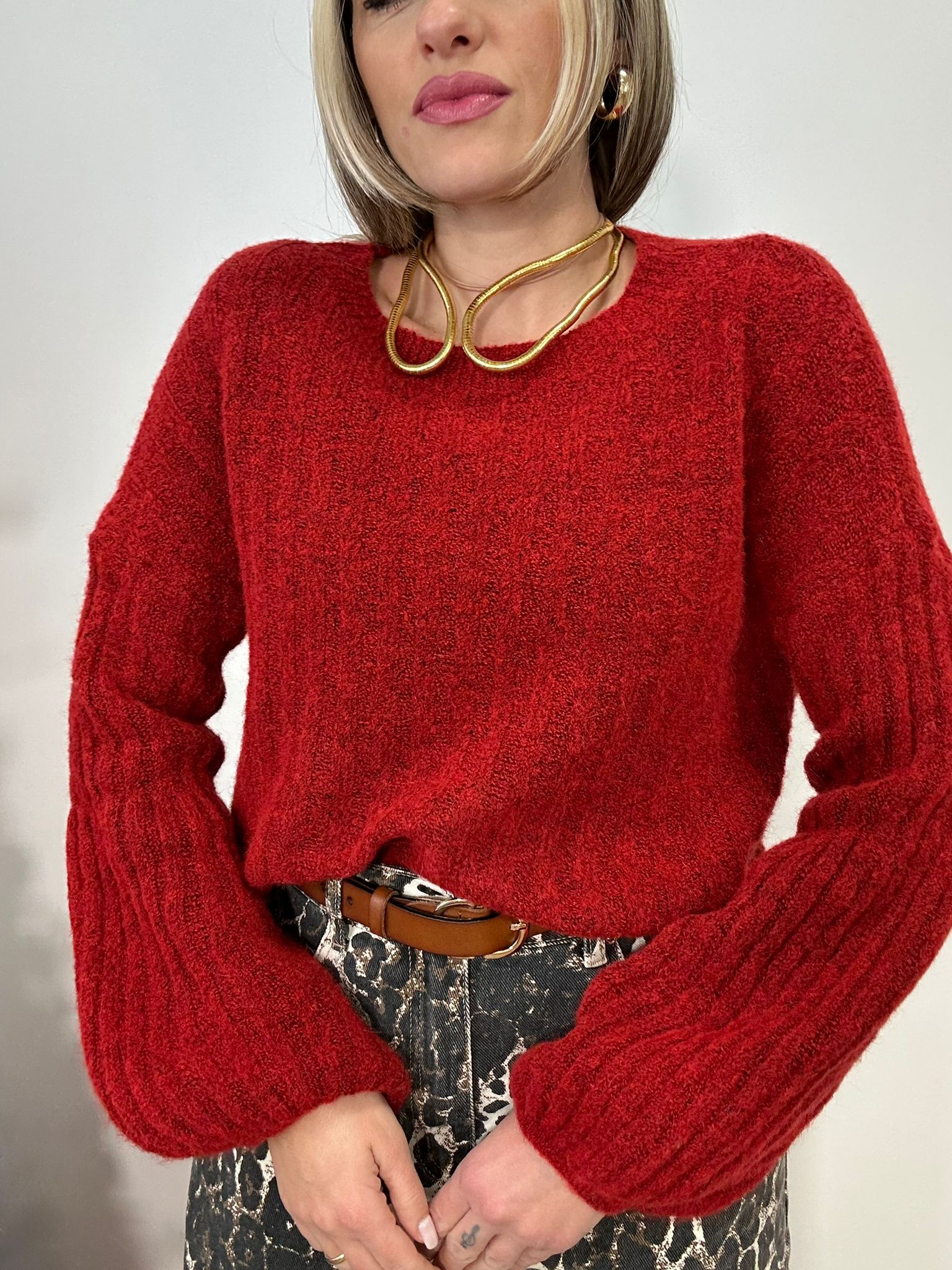 Maglione A3347 - Rosso