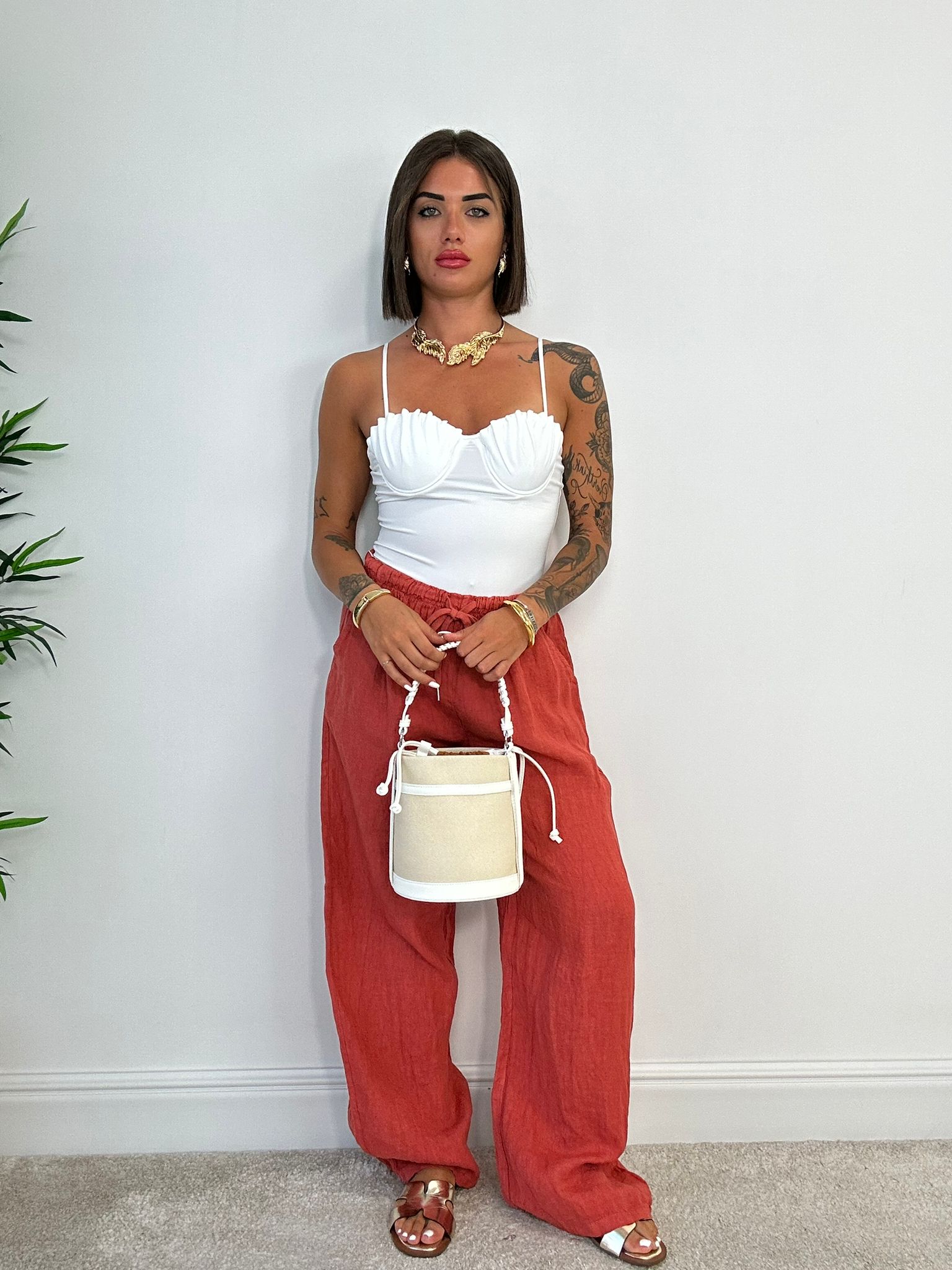 Pantalone In Lino - Salmone