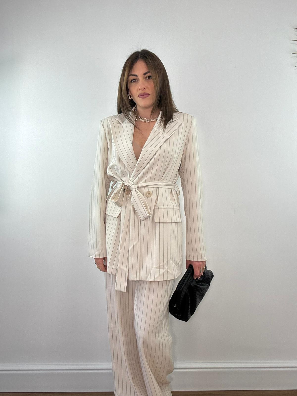 Tailleur Gessato 63775 (Blazer + Pantalone) Beige