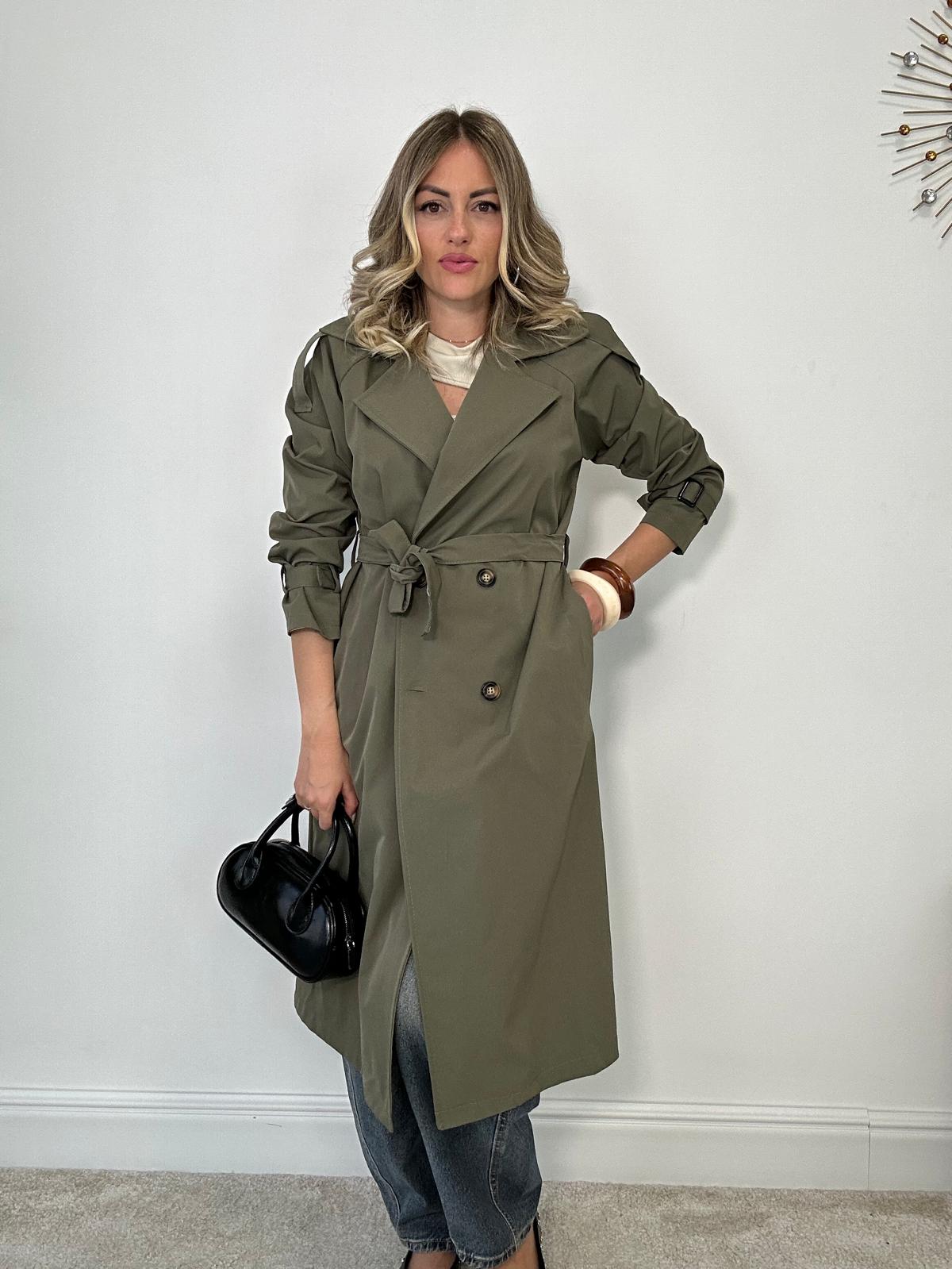 Trench con cintura - Verde