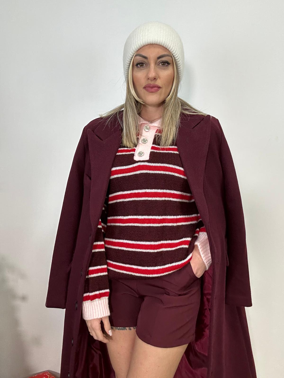 Maglione 33829 - Bordeaux e Rosso