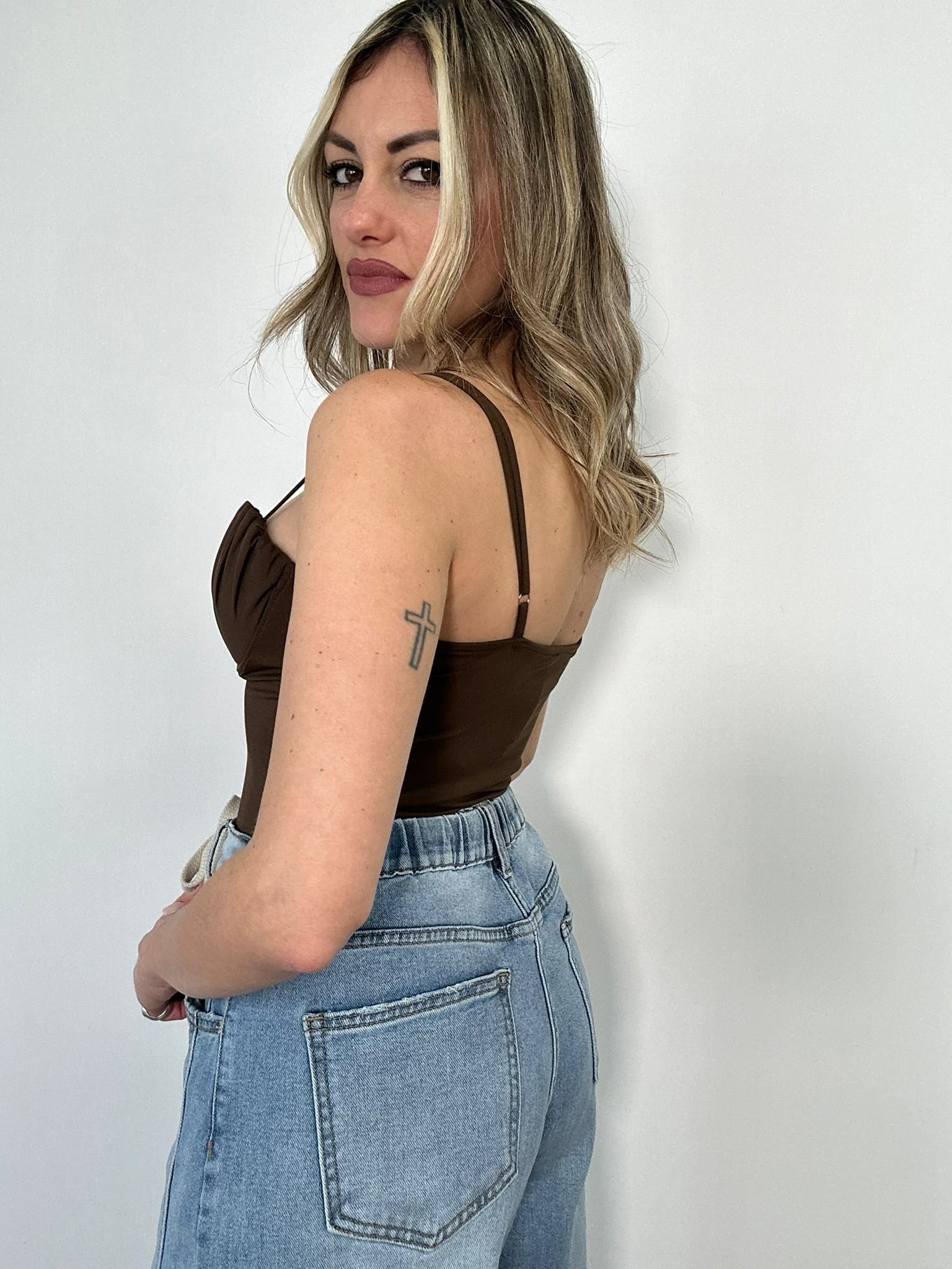 Shell-Bodysuit - Braun