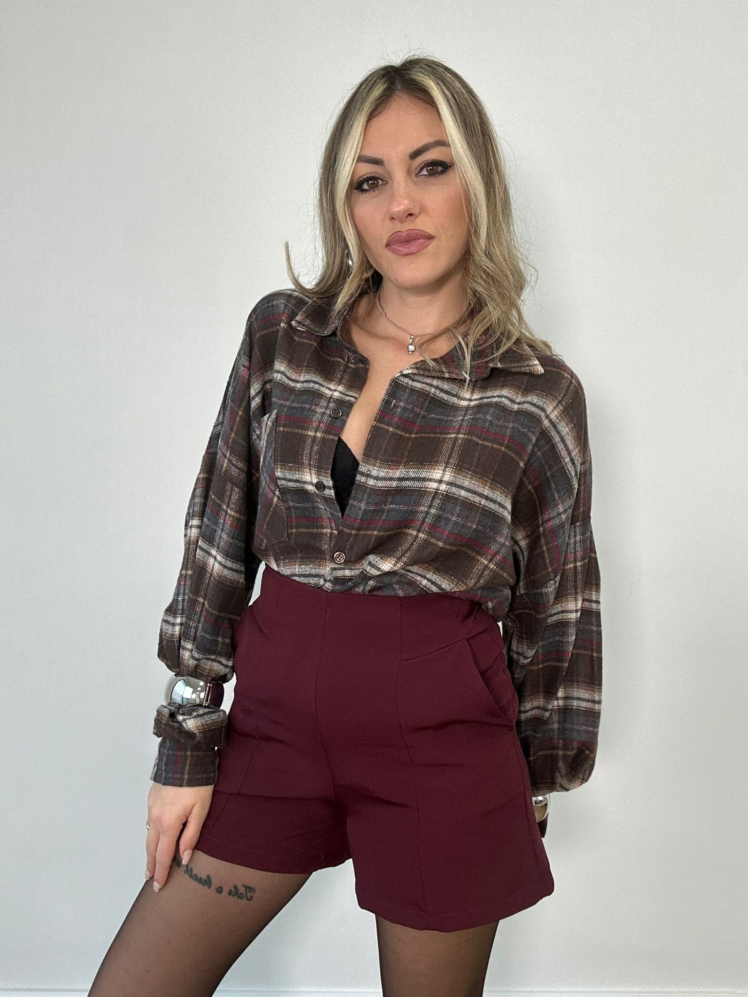 Camicia 24616 - Marrone e Bordeaux