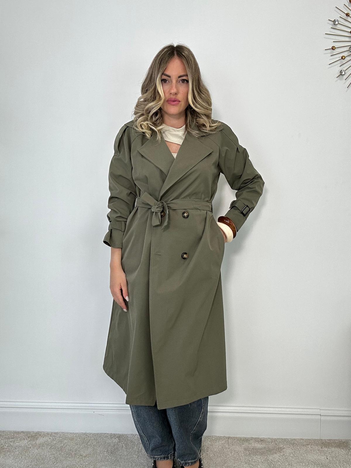 Trench con cintura - Verde