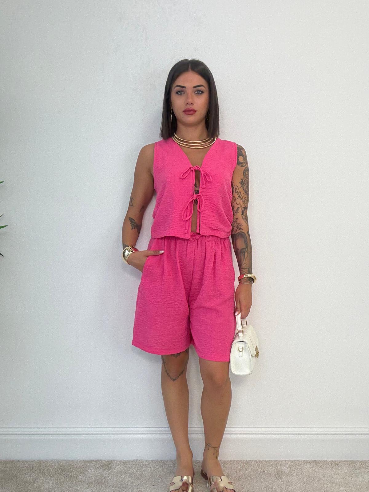 Coordinato Sofia (Top + Pantaloncino) Fucsia