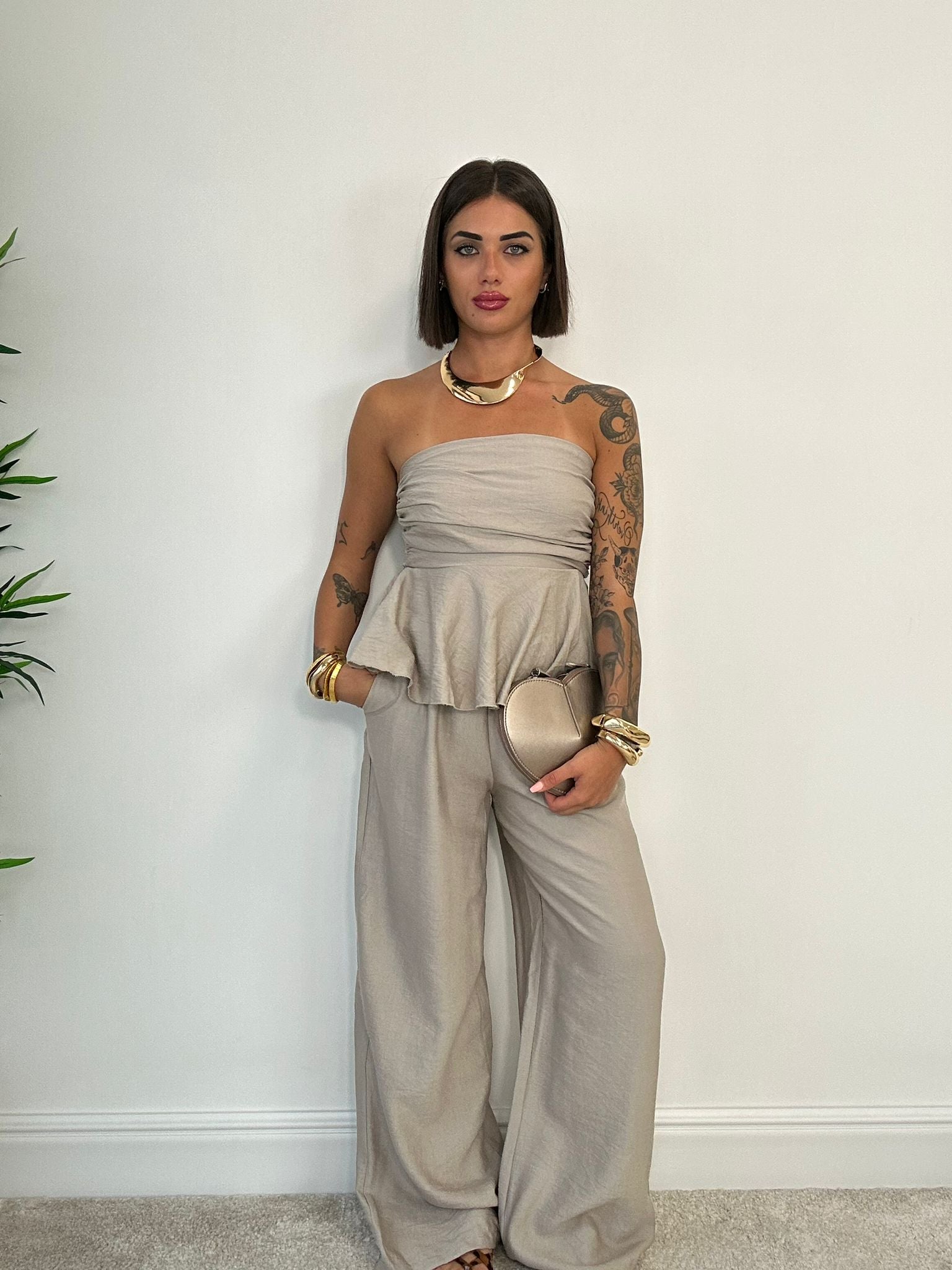 Coordinato Minorca (Top + Pantalone) Sabbia