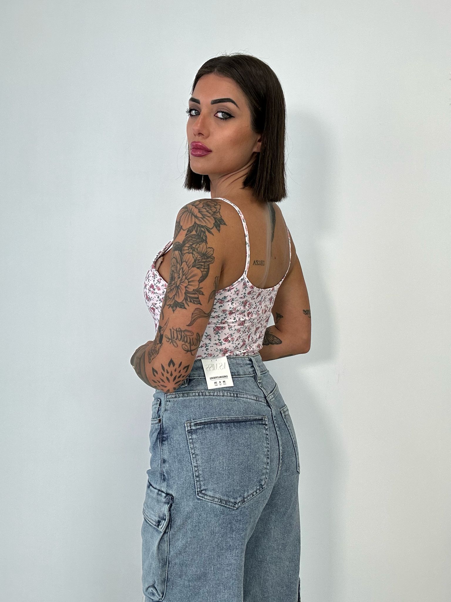 Body Floreale Sgambato - Fondo Rosa