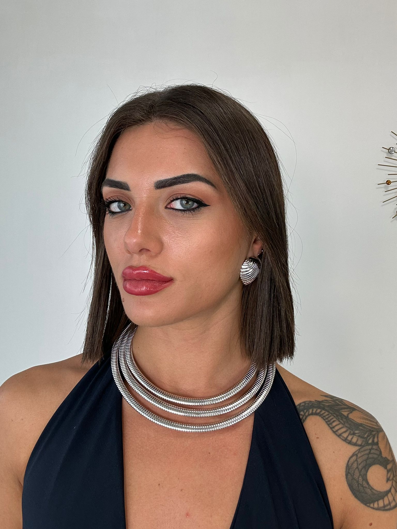Collana girocollo semirigida tre fili - Argento