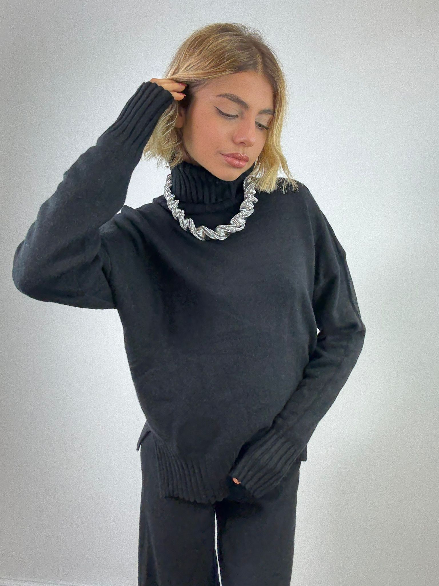 Coordinato AL016B (Maglione + Pantalone) Nero