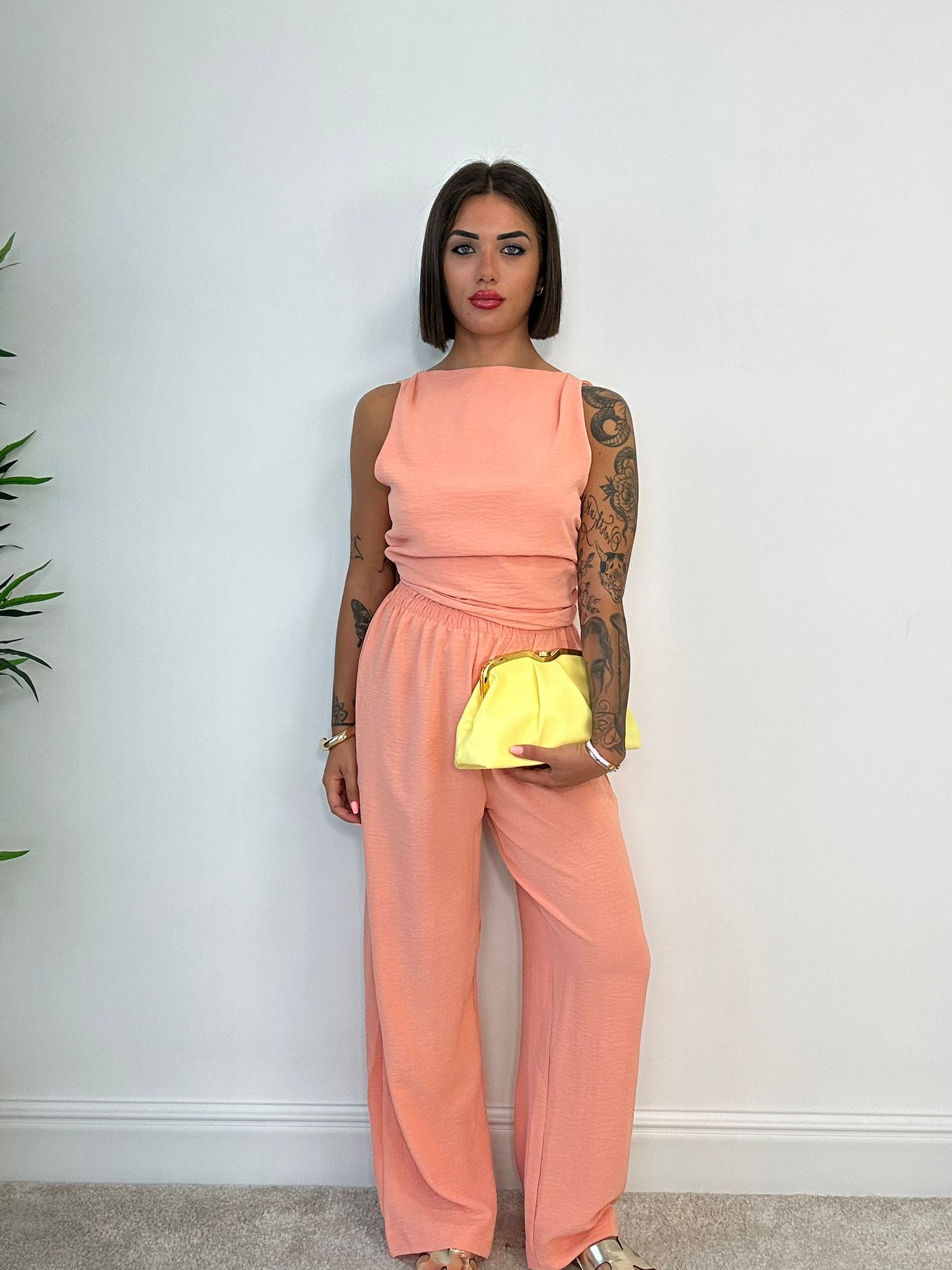Coordinato Simona (Top + Pantalone) Pesca