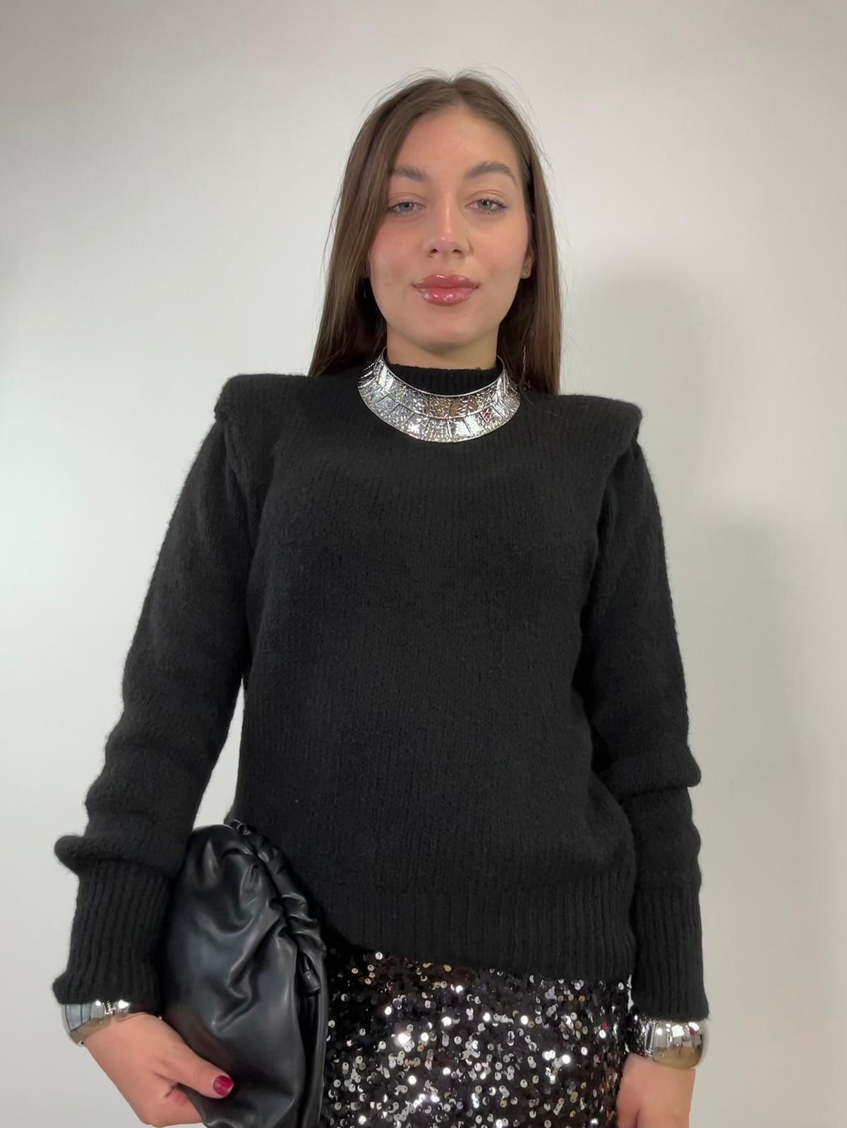 Maglione con spalline 3101 - Nero