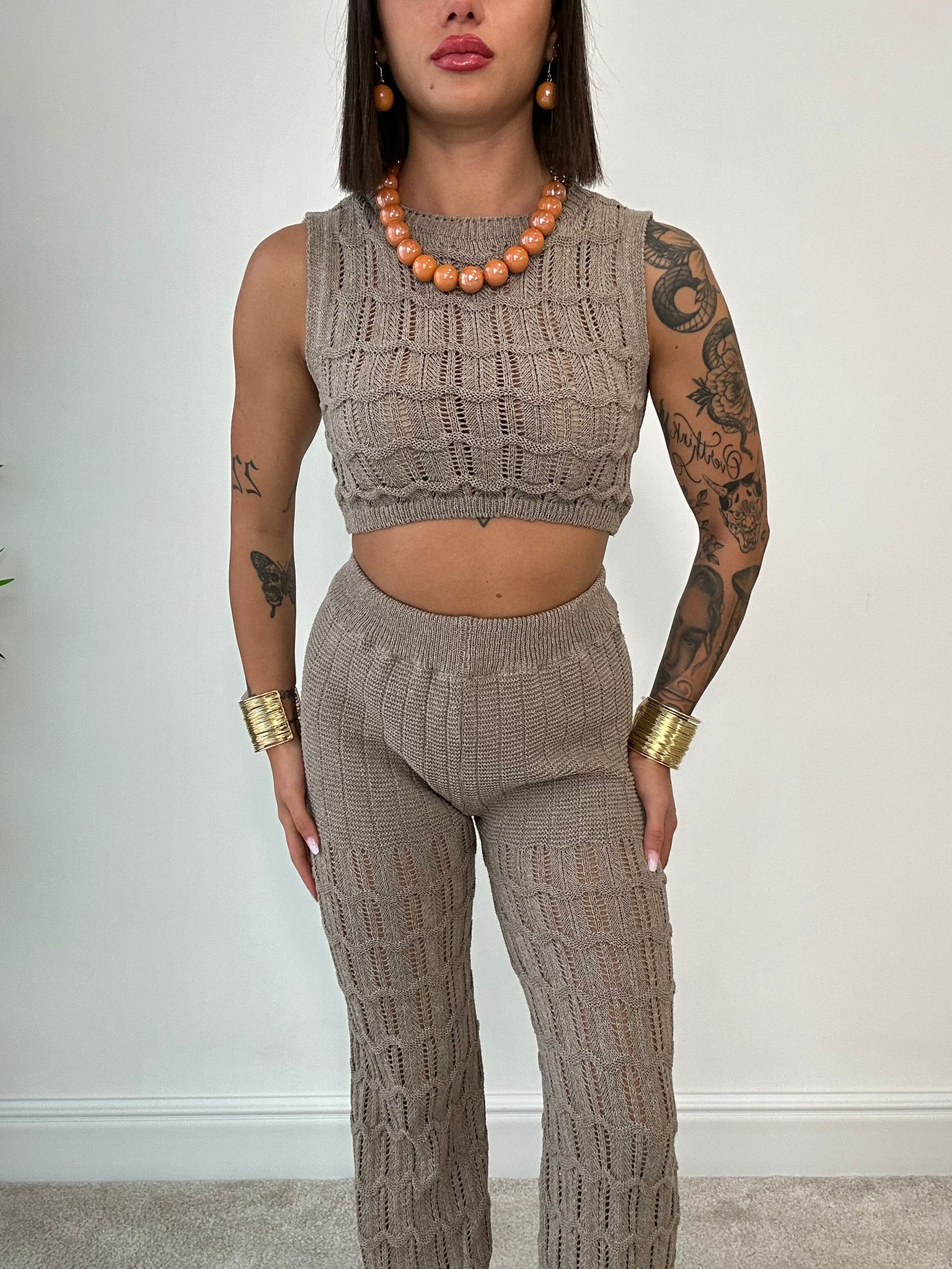 Coordinato "My Summer" (Top + Pantalone) Fango