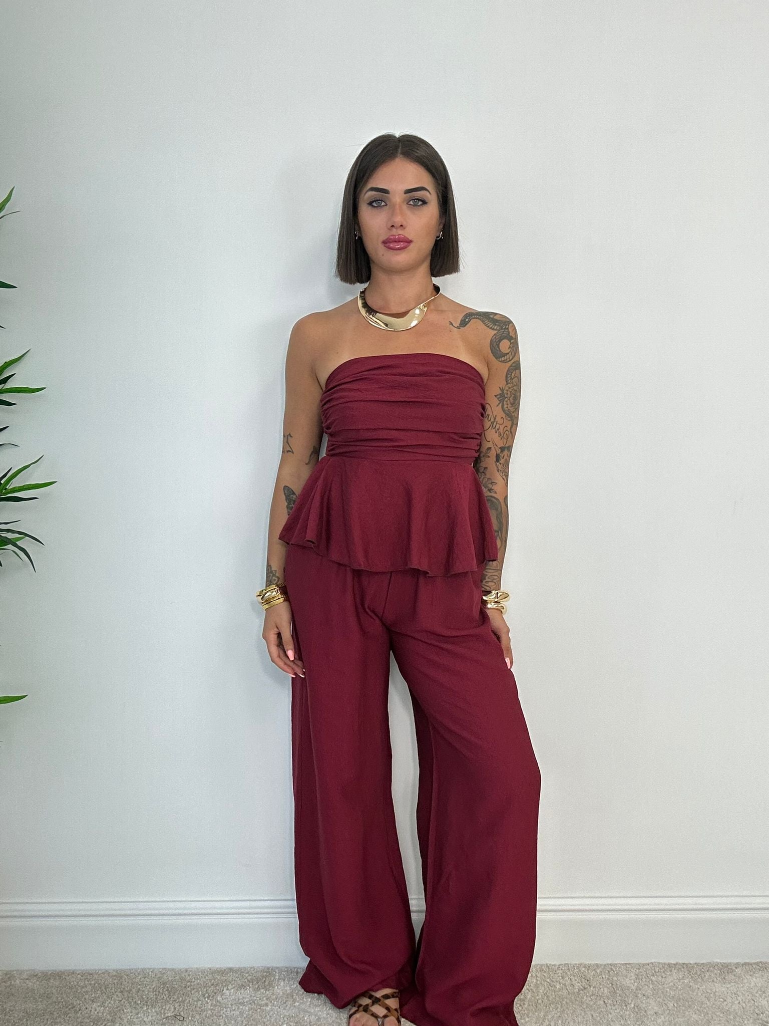 Coordinato Minorca (Top + Pantalone) Bordeaux