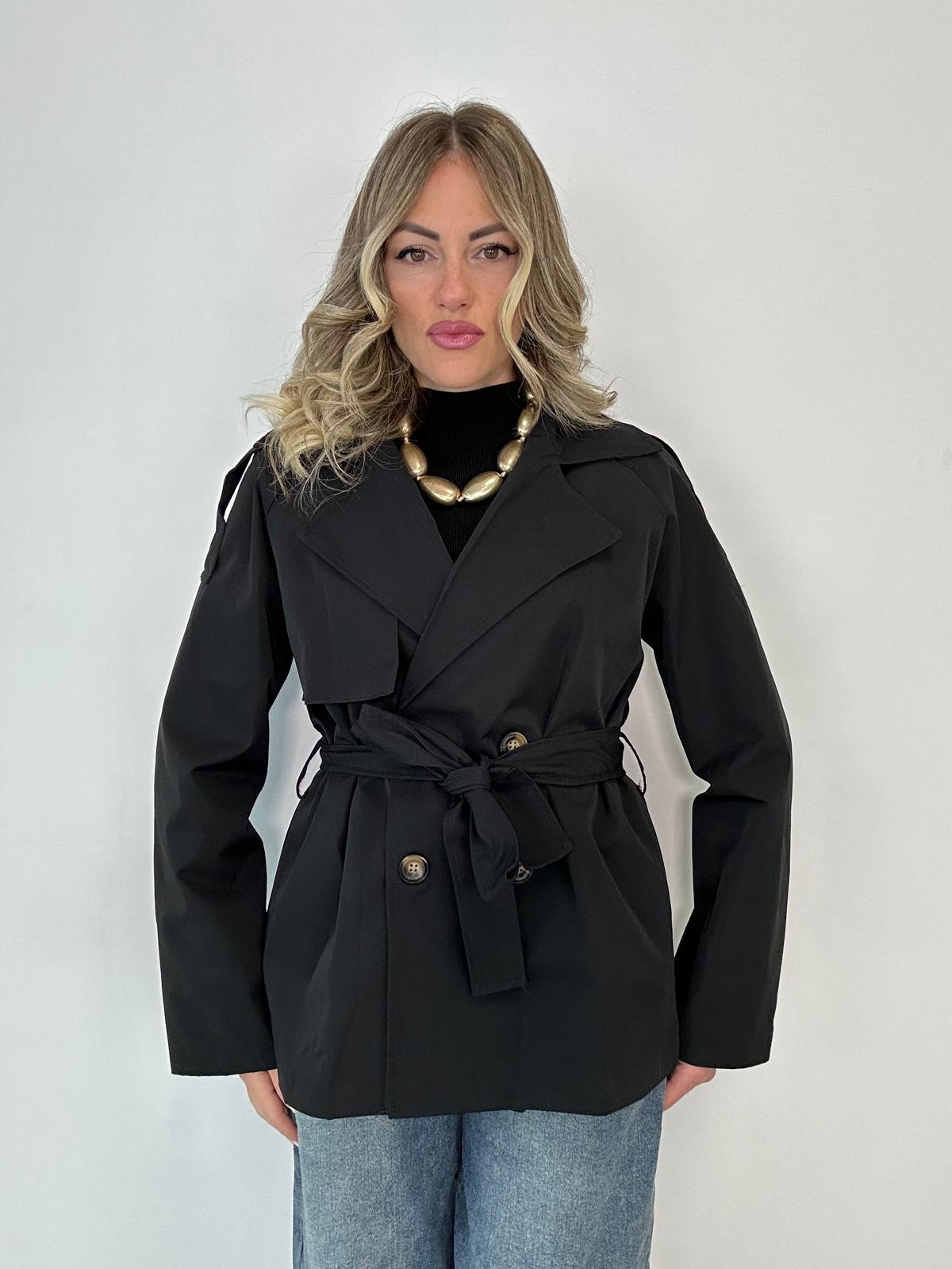 Kurzer Trenchcoat 5909 - Schwarz