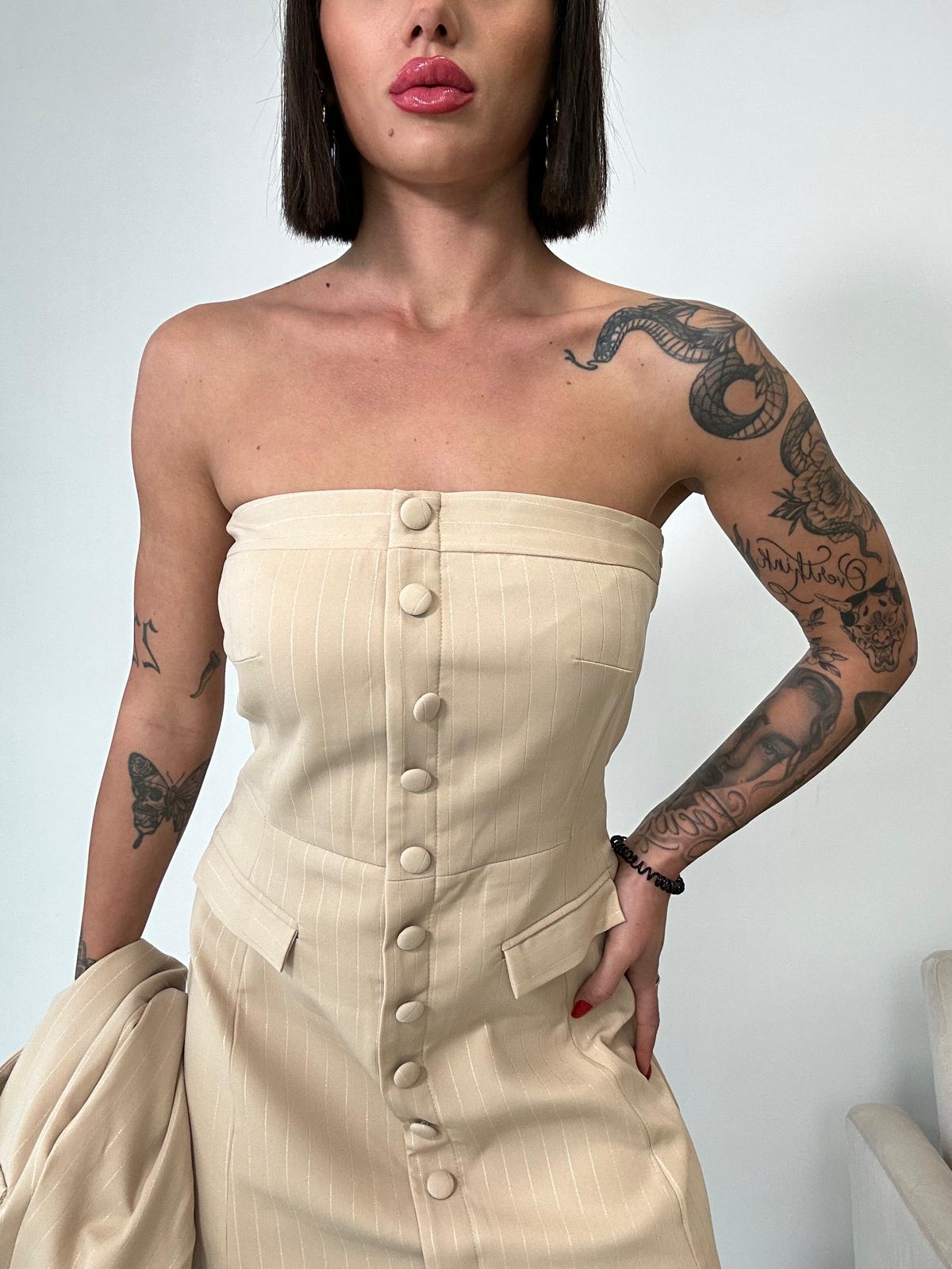 Coordonnée Lady (Robe + Blazer) - Beige