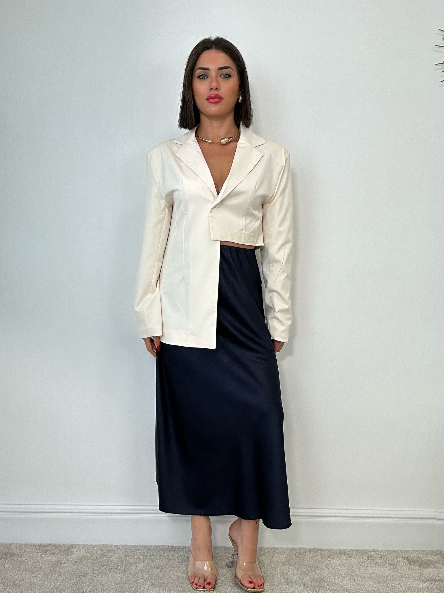 Jupe effet satin - Bleu