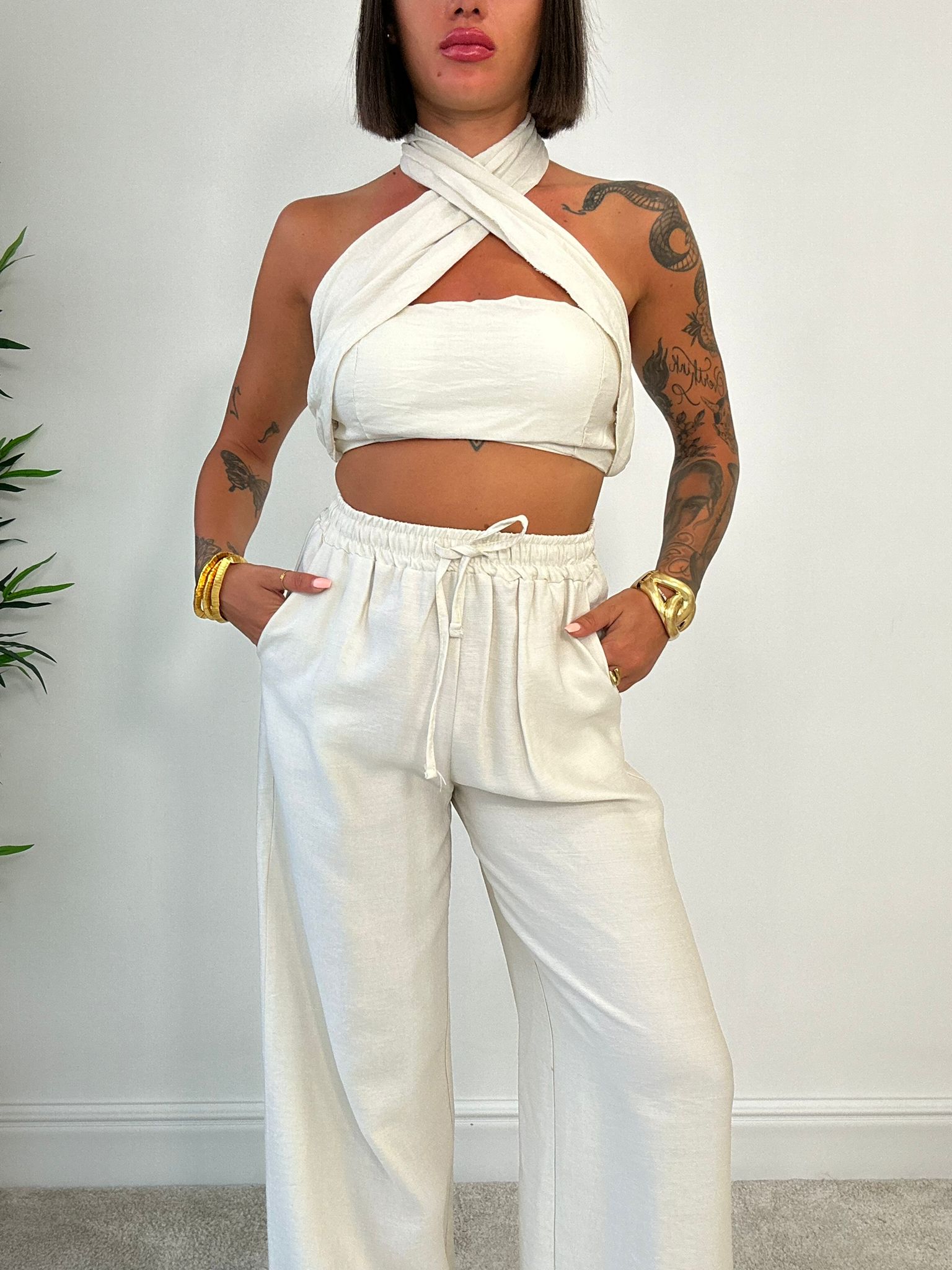 Coordinato Tenerife (Top + Pantalone) Panna
