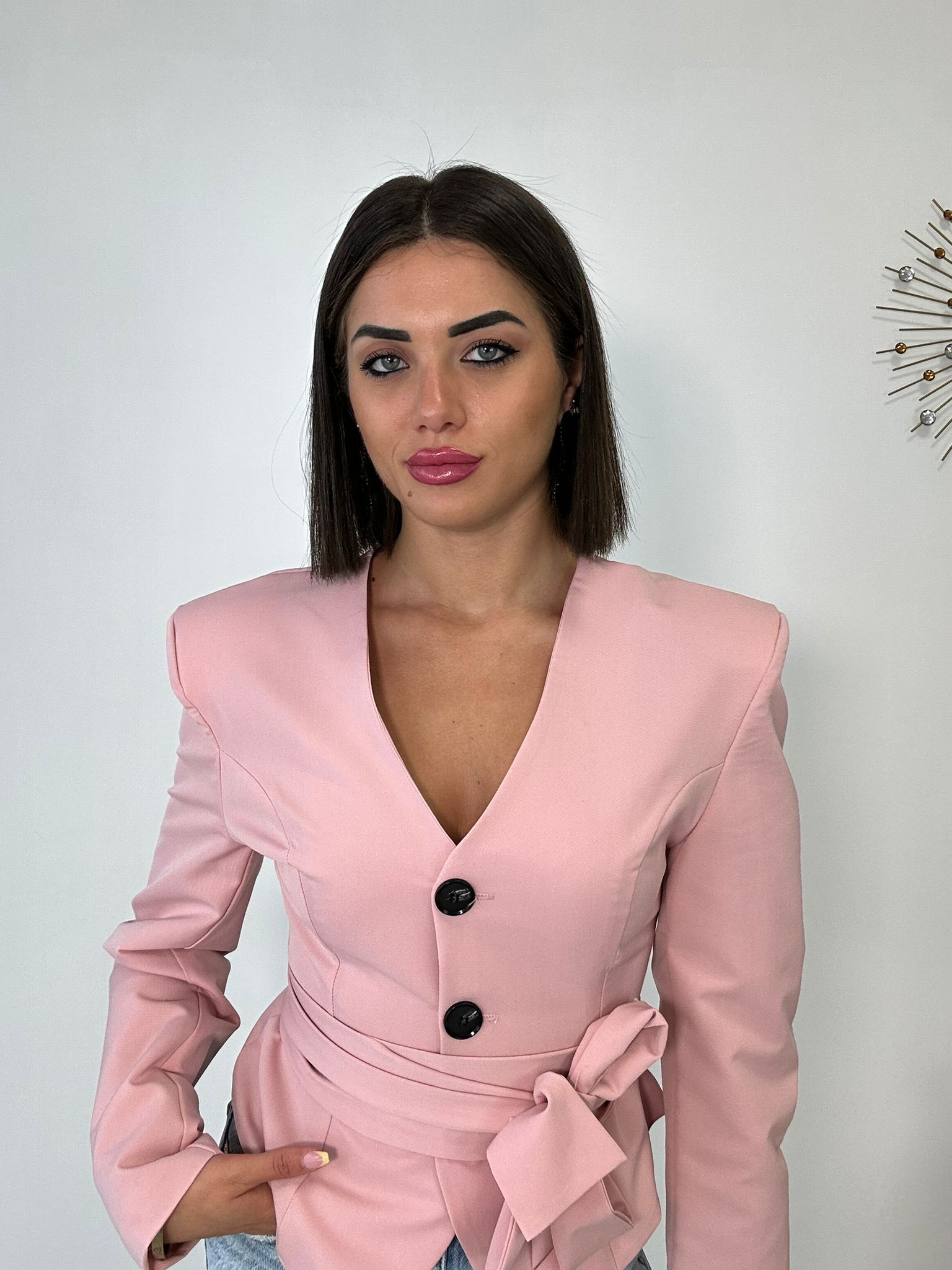 Giacca Senza Collo - Rosa