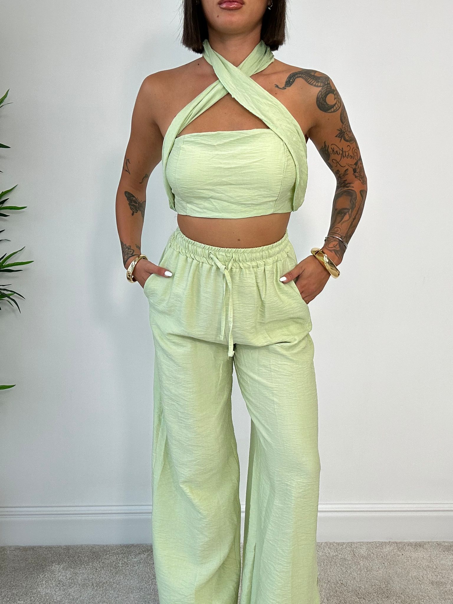 Coordinato Tenerife (Top + Pantalone) Verde Chiaro
