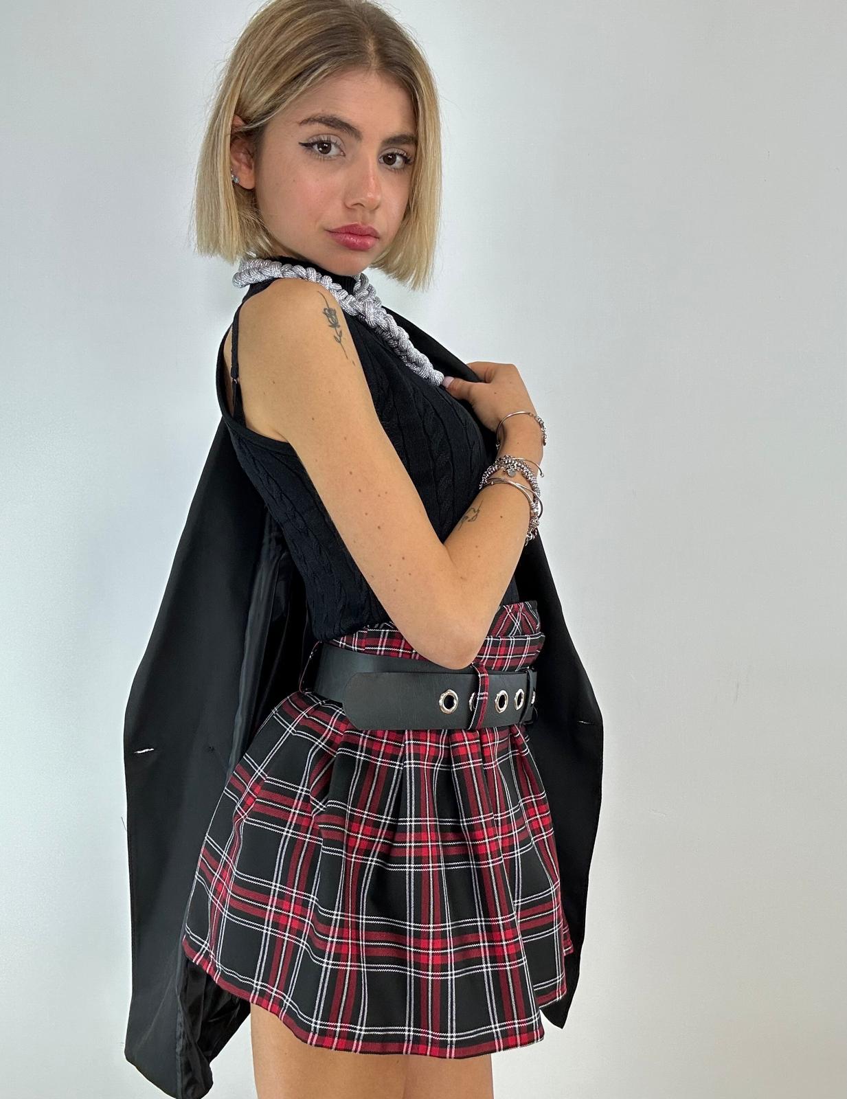 Gonna Tartan G-60121 - Nero e Bordeaux